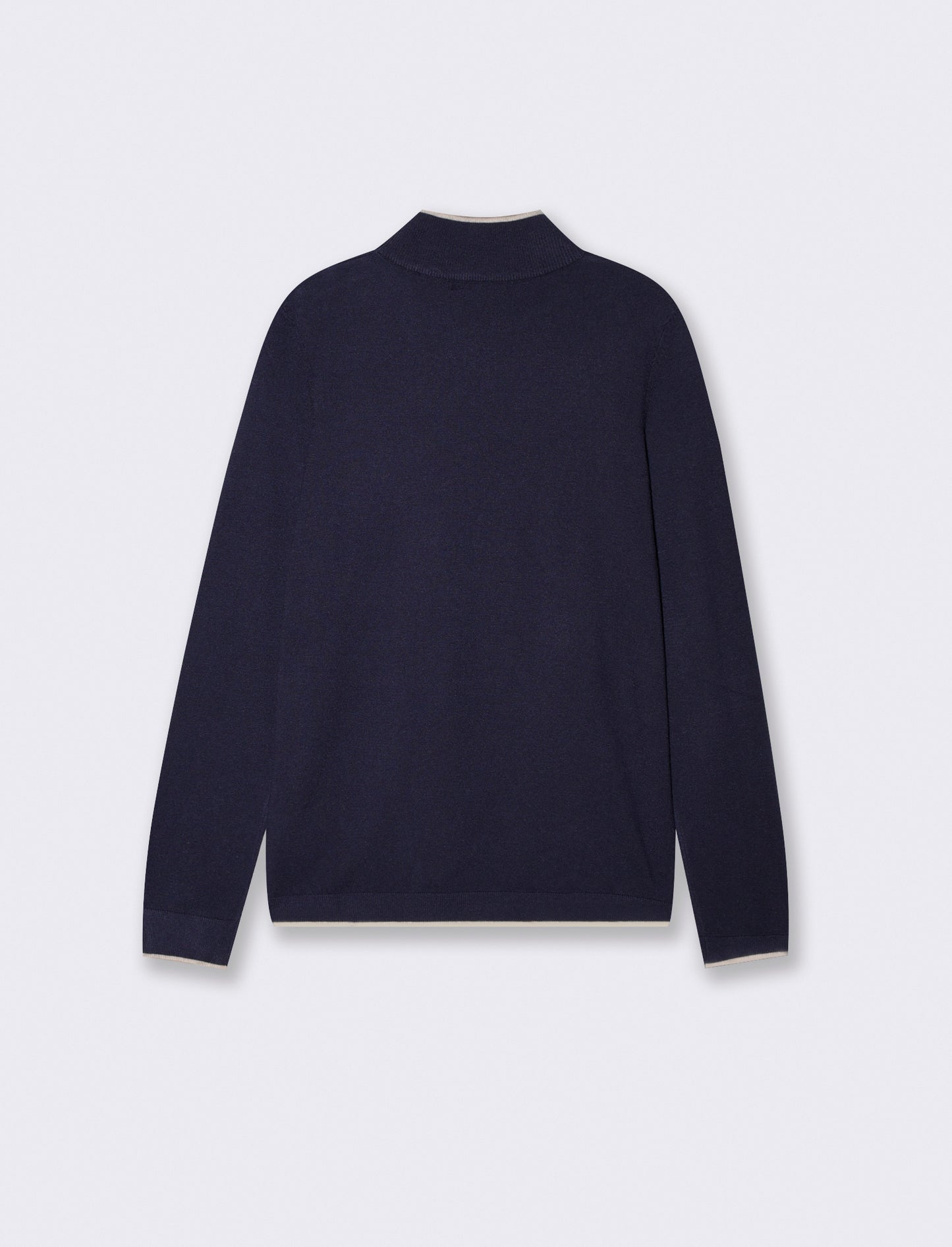 Pullover collo alto con contrasto e bottoni - Blu