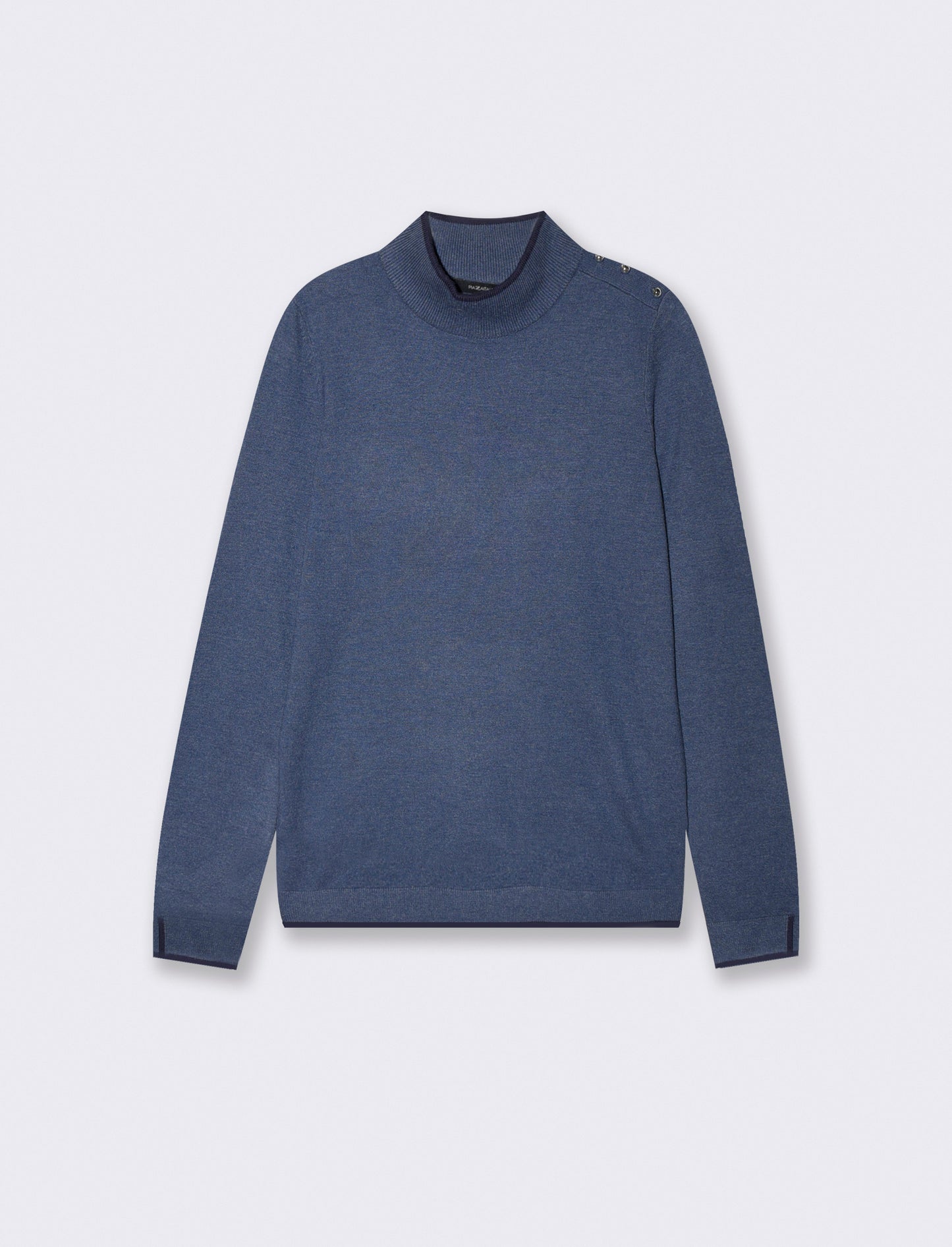 Pullover collo alto con contrasto e bottoni - Denim