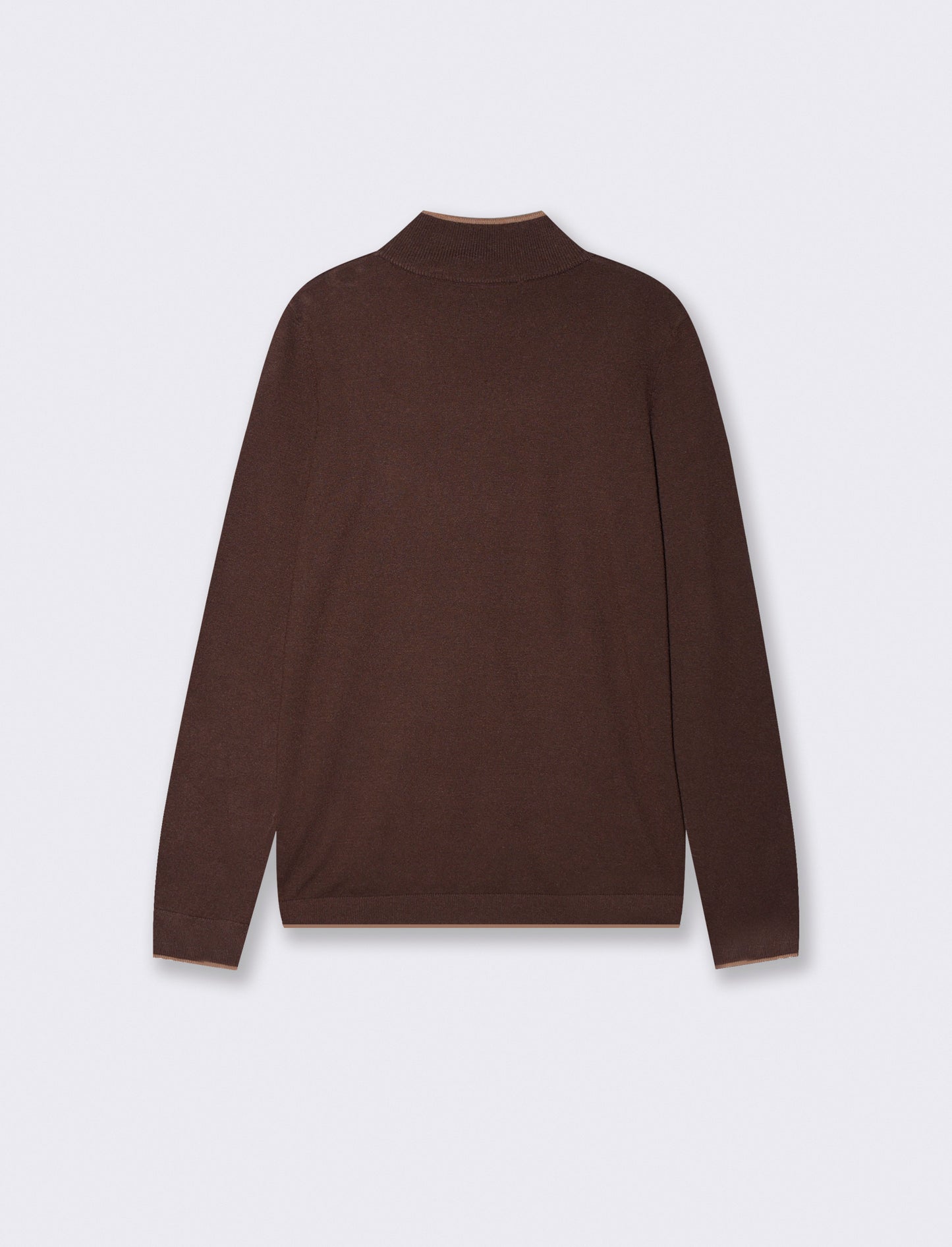 Pullover collo alto con contrasto e bottoni - Moro