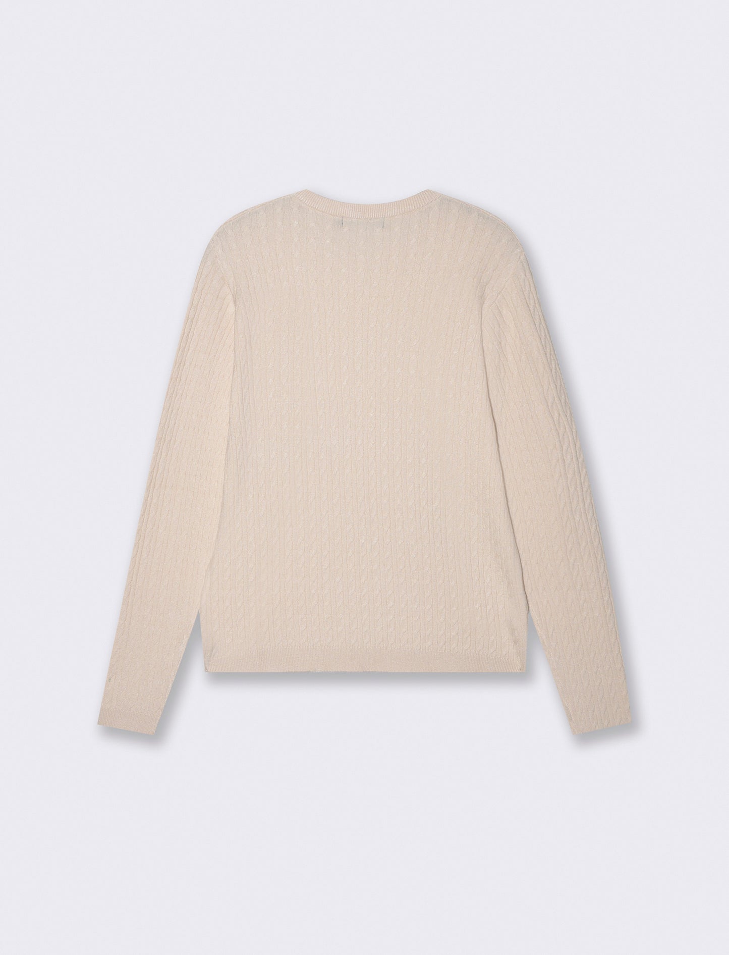 Pullover a trecce manica lunga girocollo - Avorio