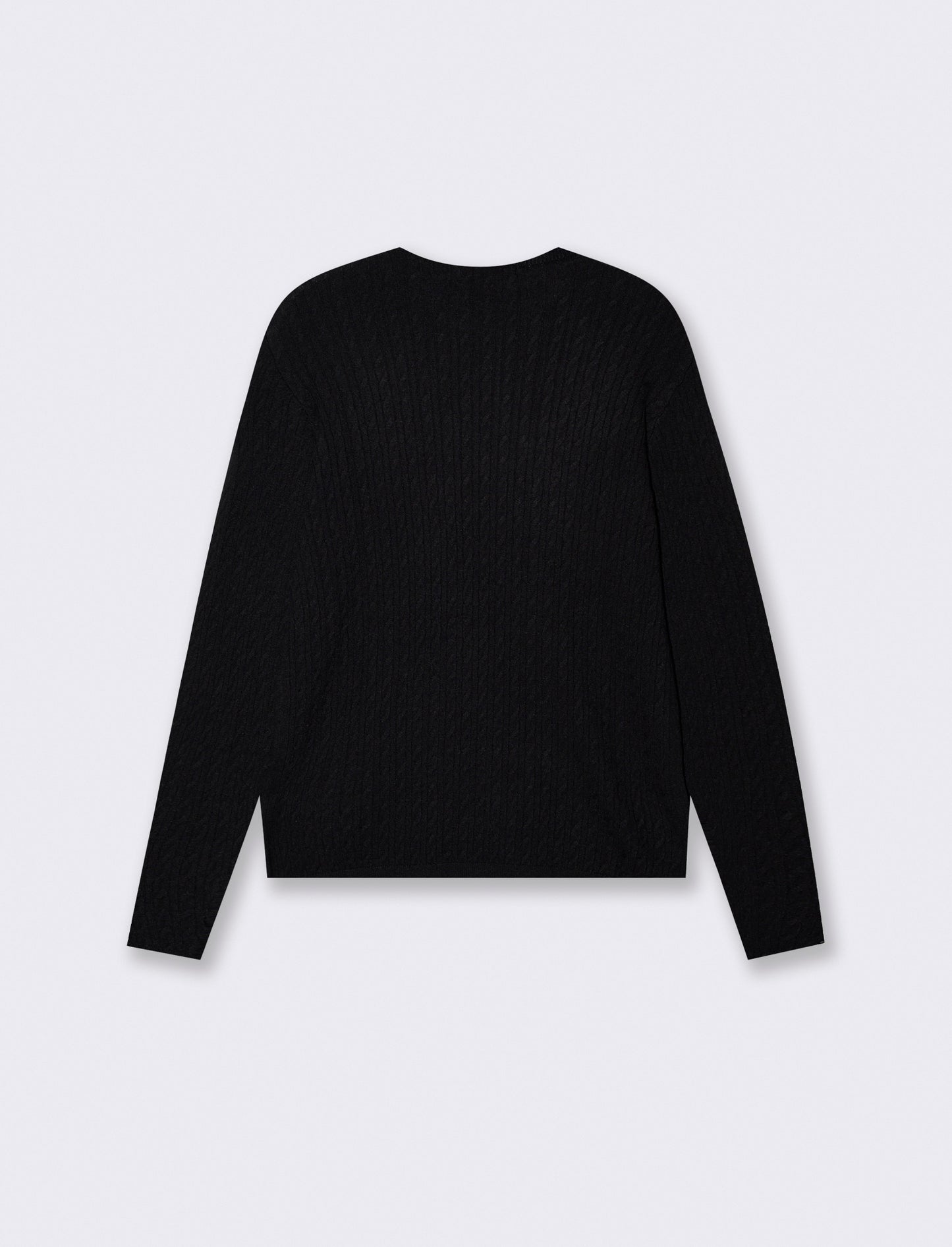 Pullover a trecce manica lunga girocollo - Nero