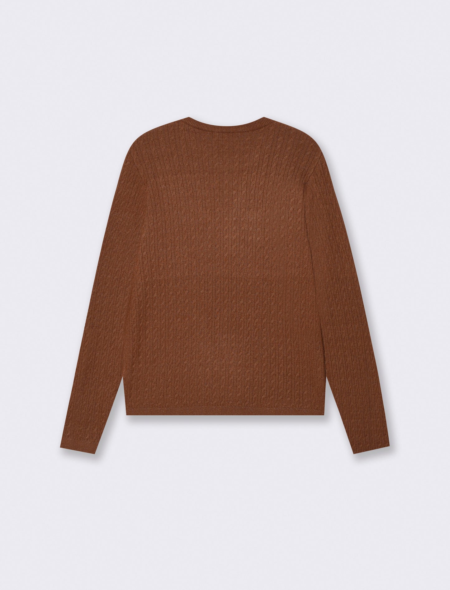 Pullover a trecce manica lunga girocollo - Marrone tabacco