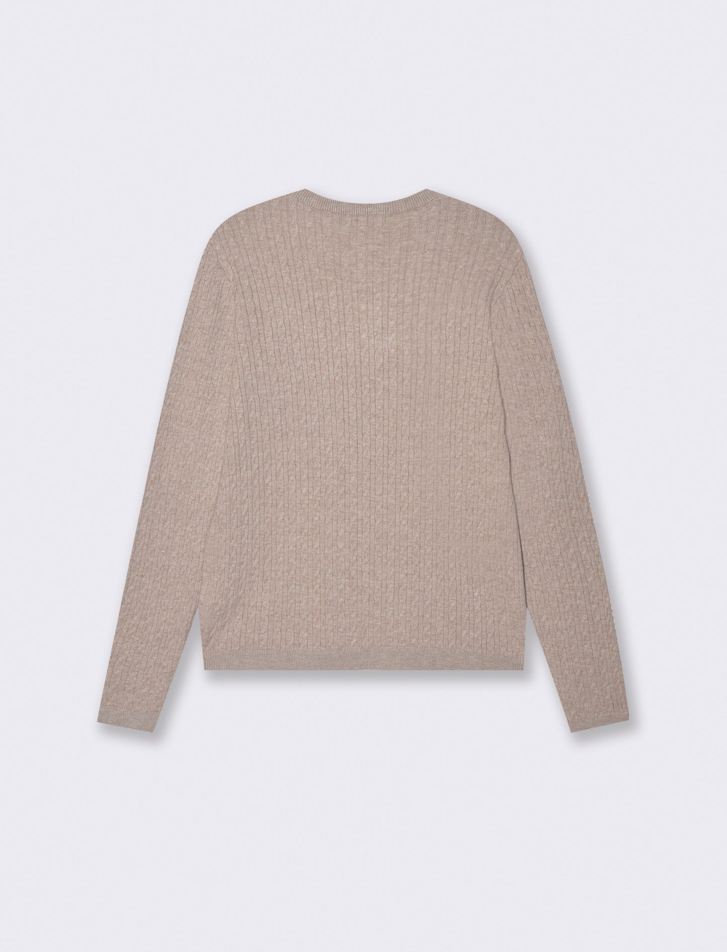 Pullover a trecce manica lunga girocollo - Beige grano