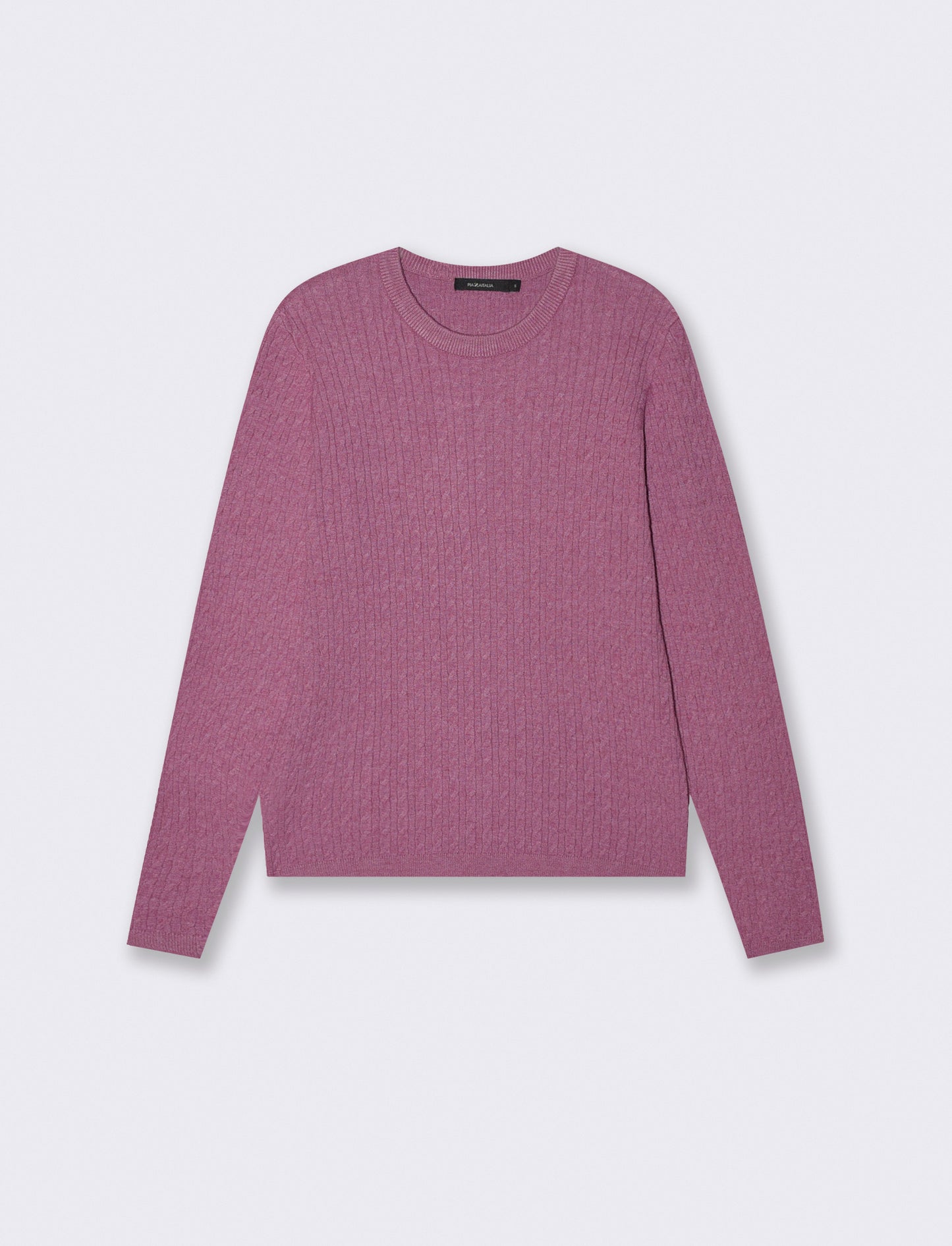 Long Sleeve Crew Neck Cable Knit Sweater - Purple