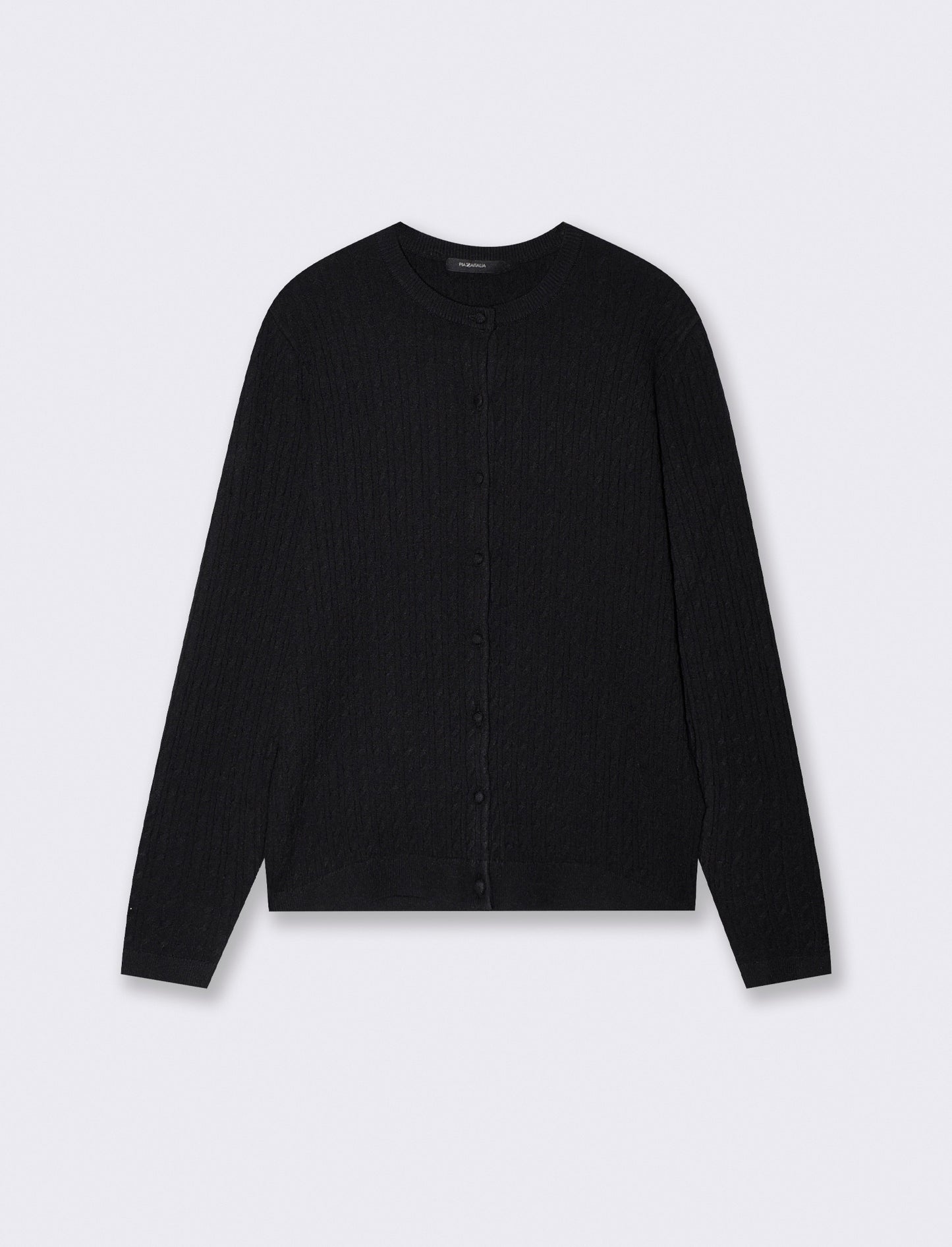Long Sleeve Cable Knit Cardigan - Black