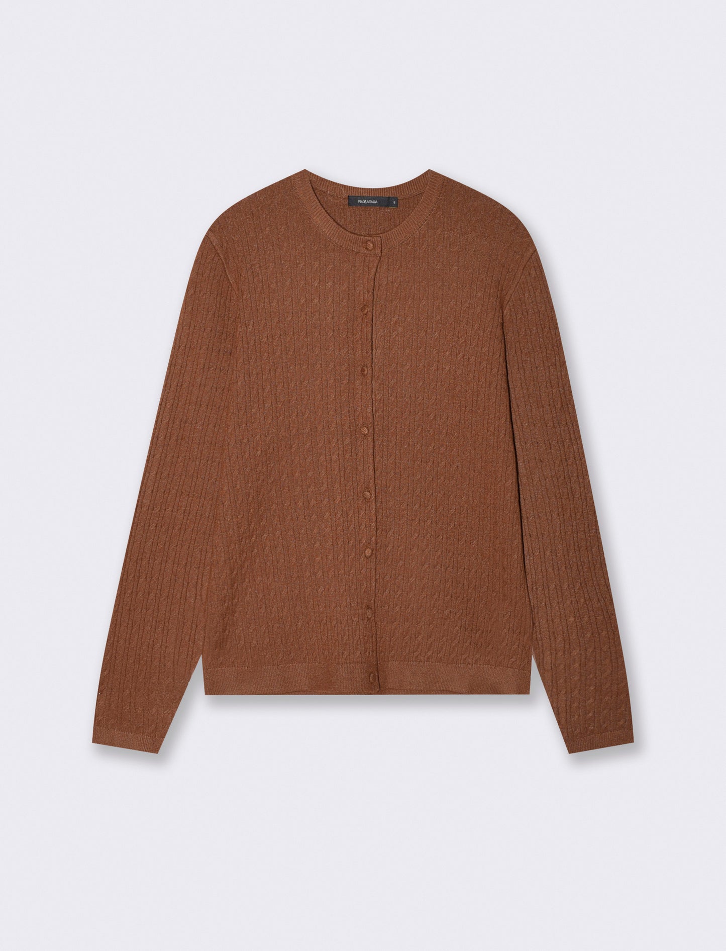 Cardigan a trecce con manica lunga - Marrone tabacco