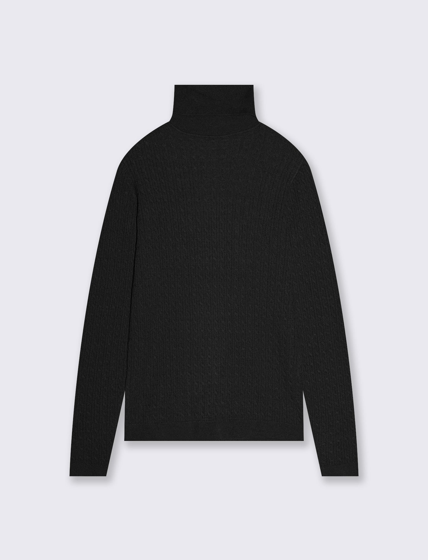 Maglia a trecce con collo alto - Nero