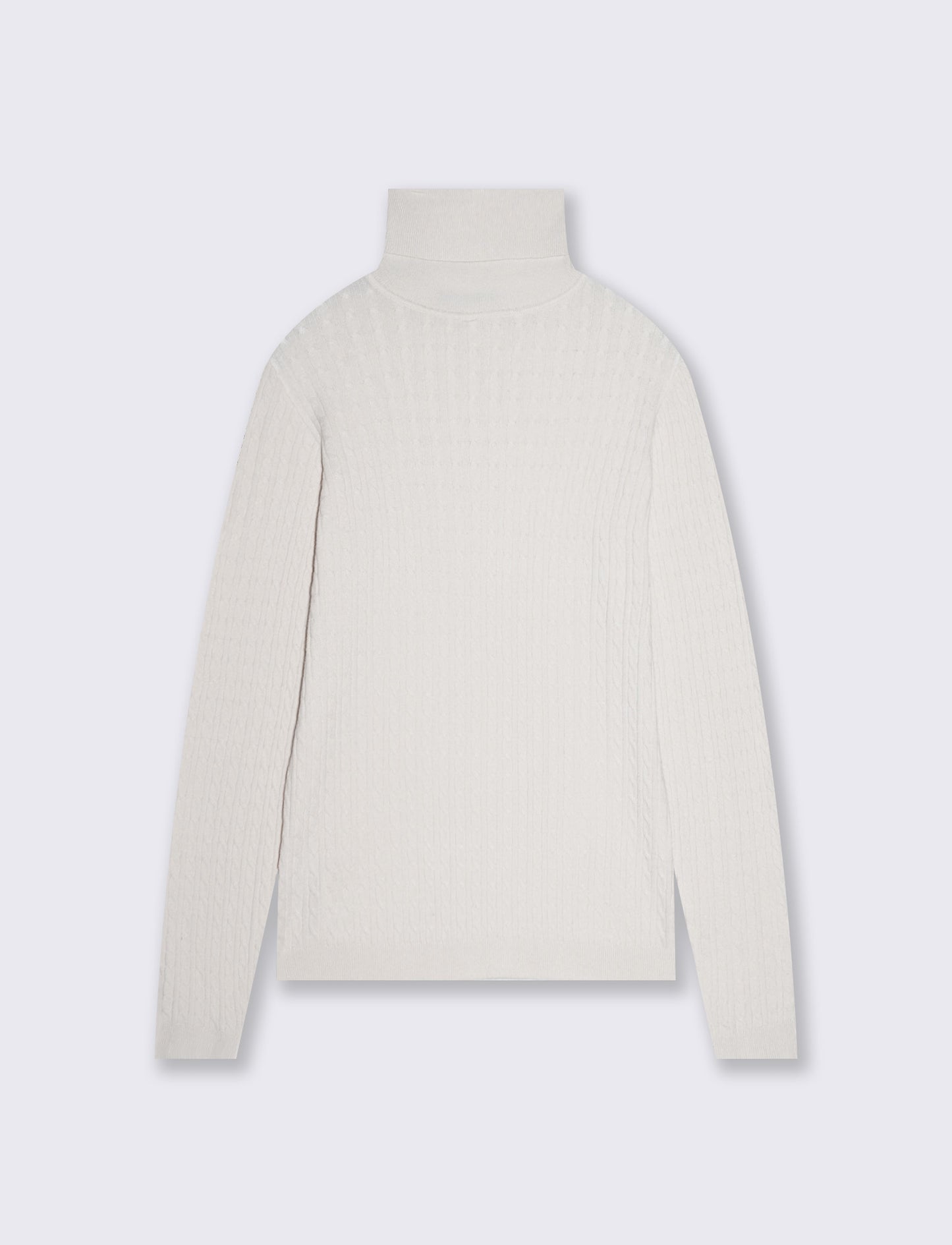 Cable knit sweater with high collar - Beige