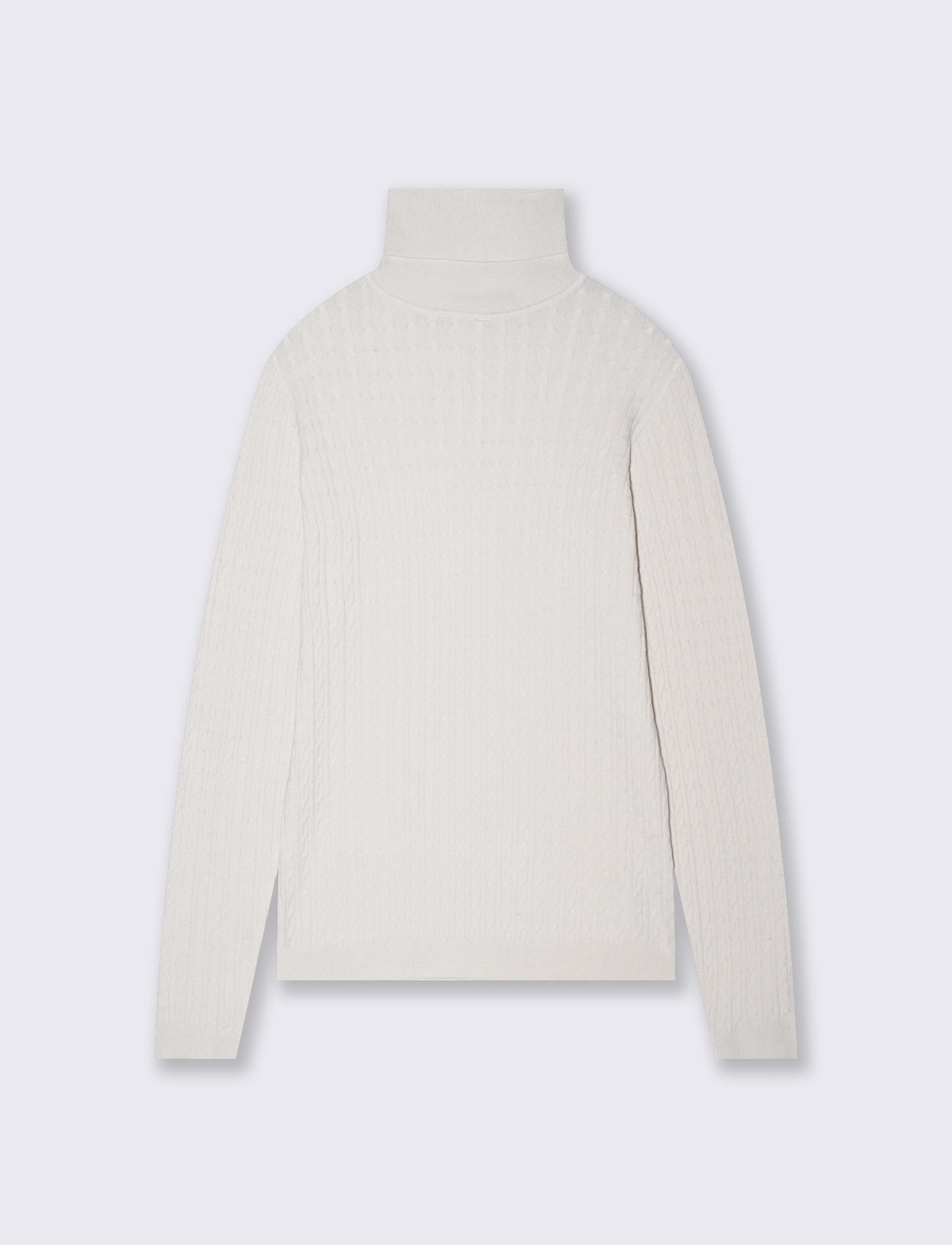 Cable knit sweater with high collar - Beige