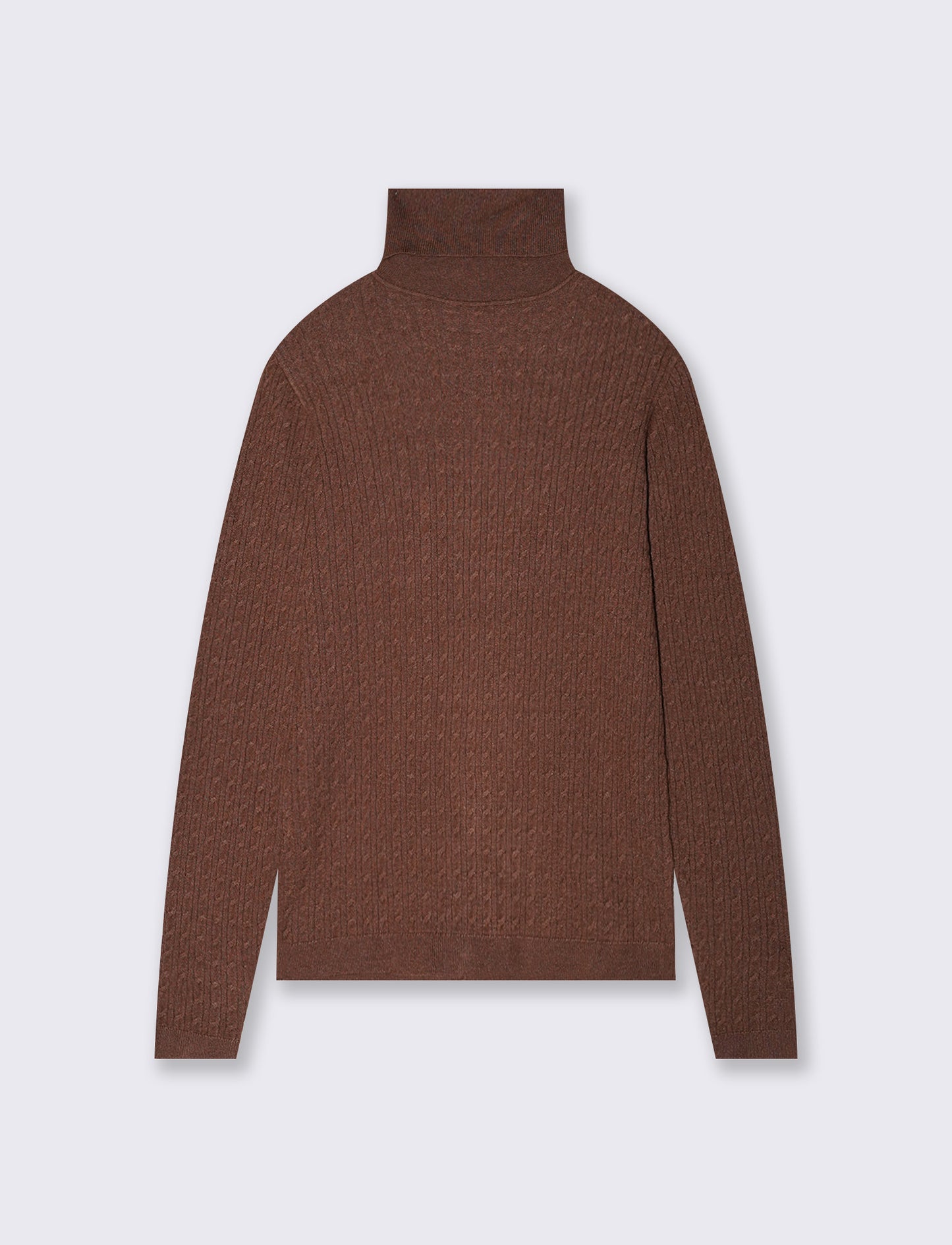 Maglia a trecce con collo alto - Marrone tabacco