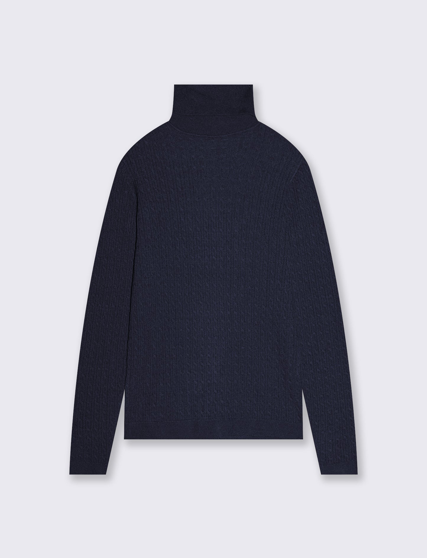 Maglia a trecce con collo alto - Verde petrolio