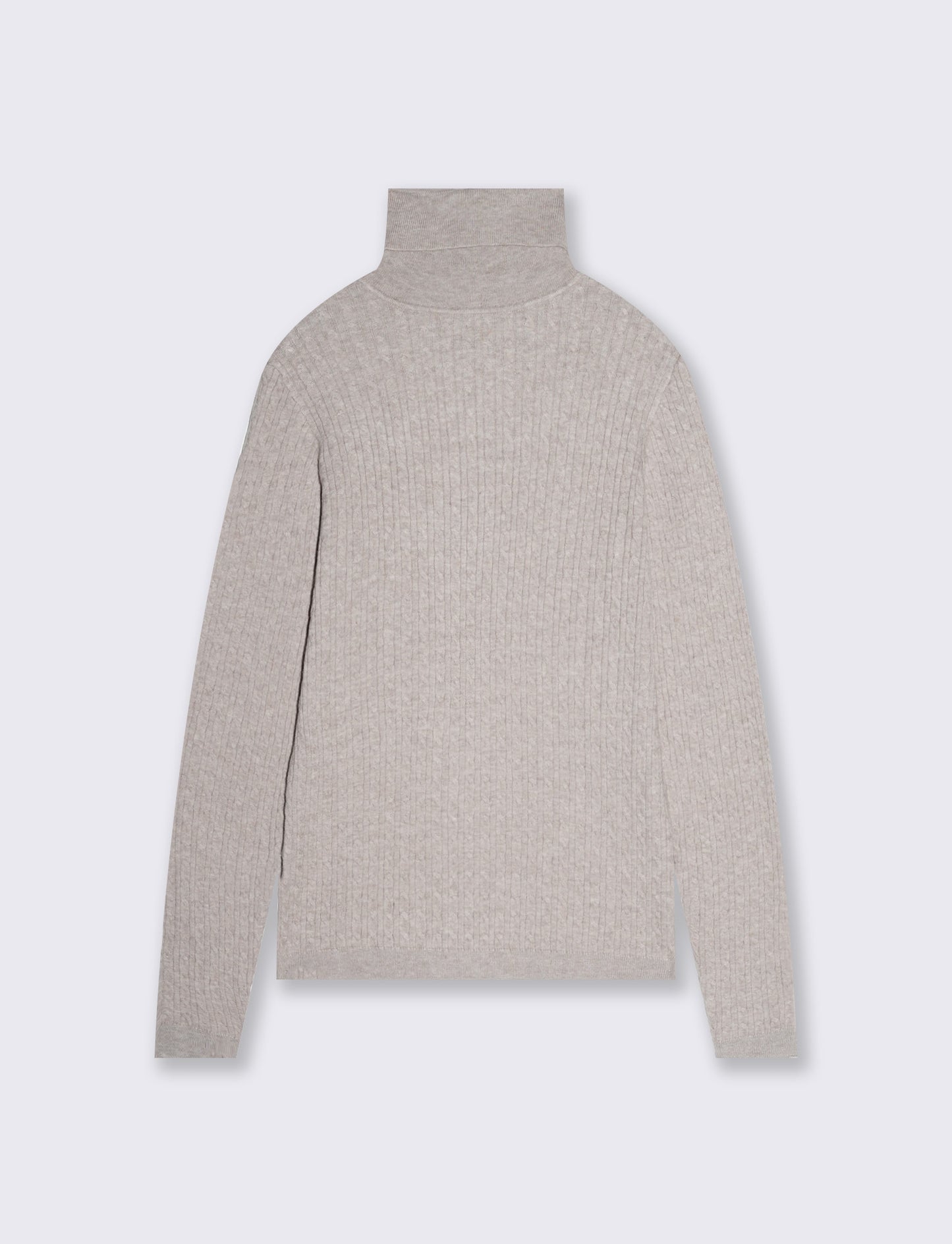 Maglia a trecce con collo alto - Beige grano