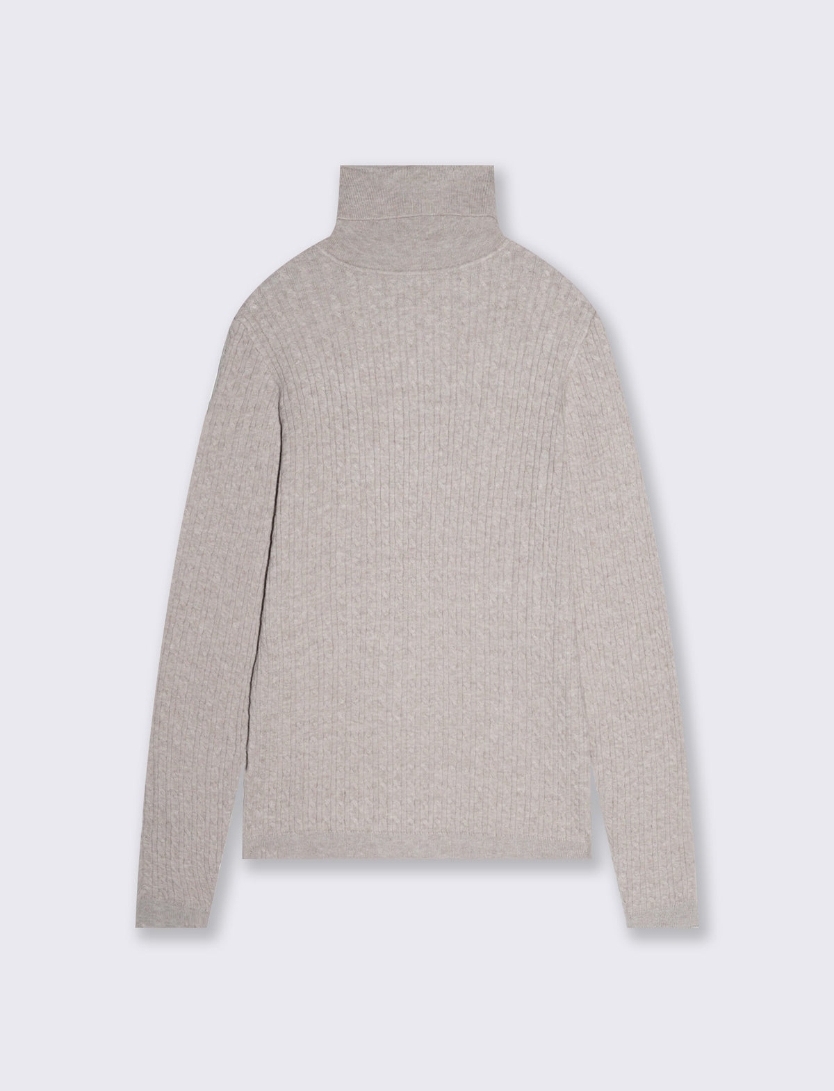 Maglia a trecce con collo alto - Beige grano