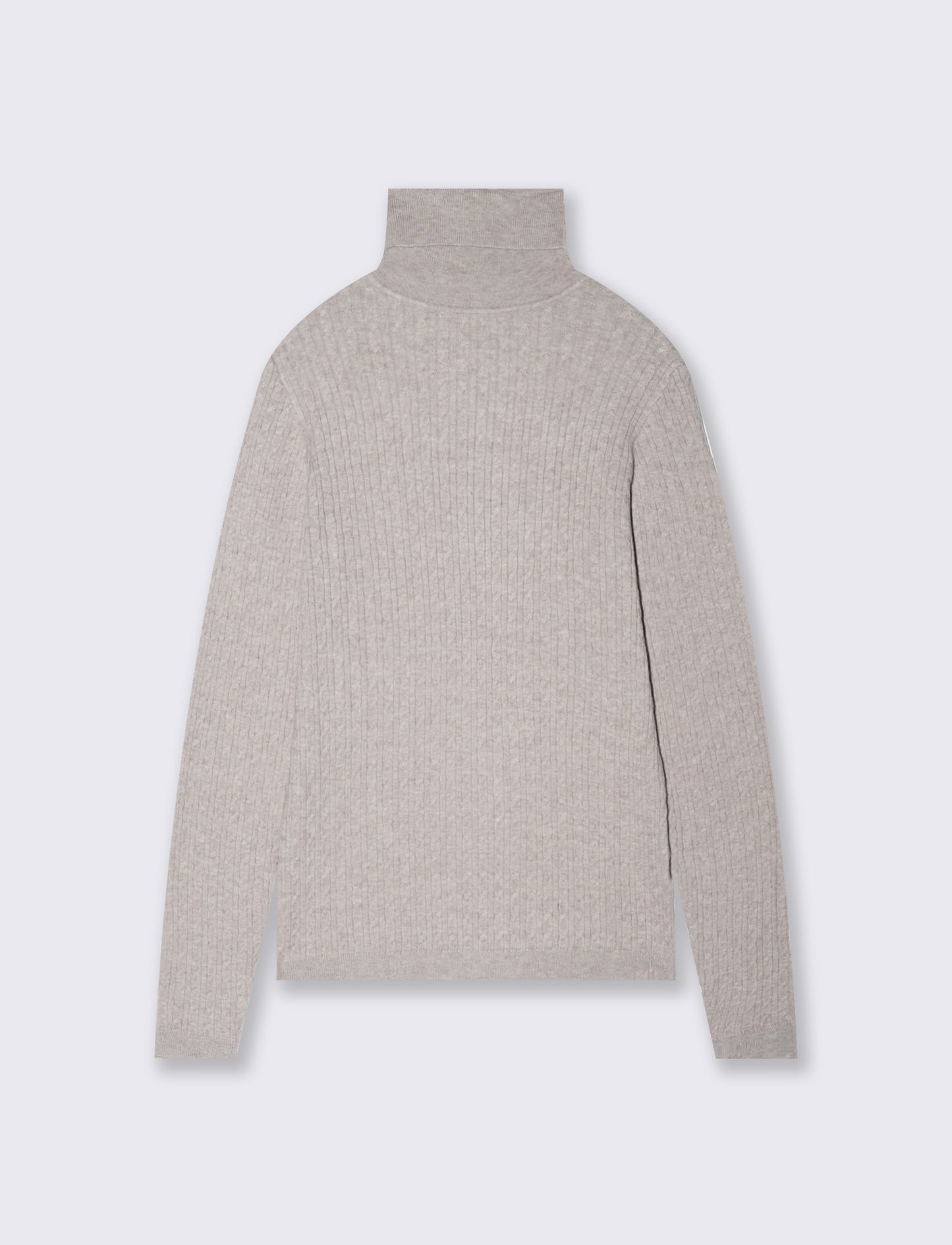 Maglia a trecce con collo alto - Beige grano