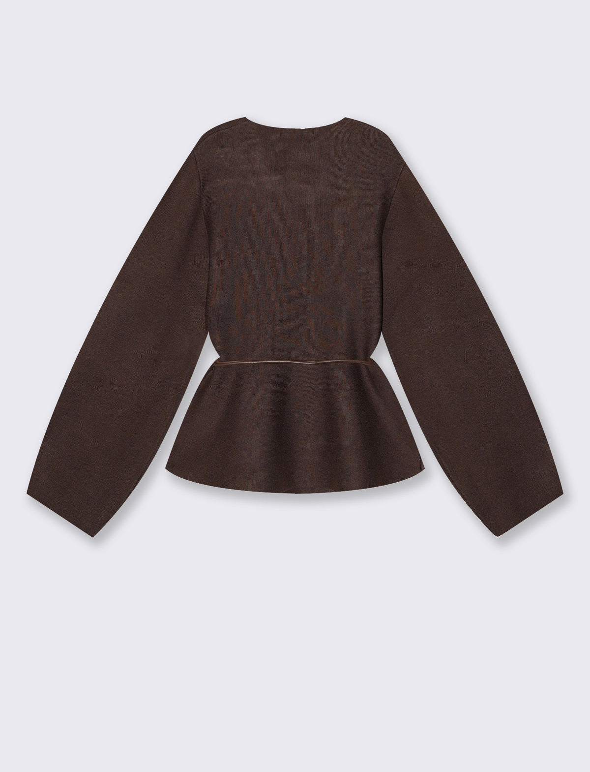 Crossed open cardigan with belt - Brown