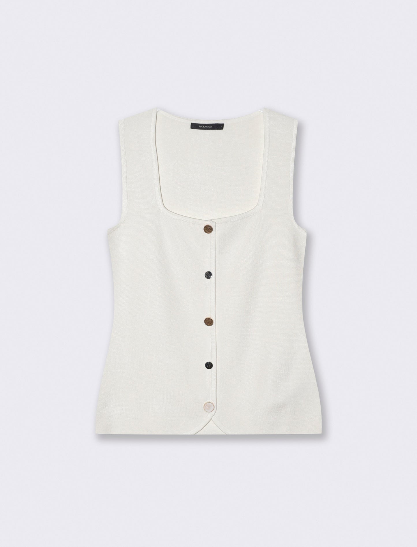 Top scollo quadrato con 5 bottoni - Bianco latte
