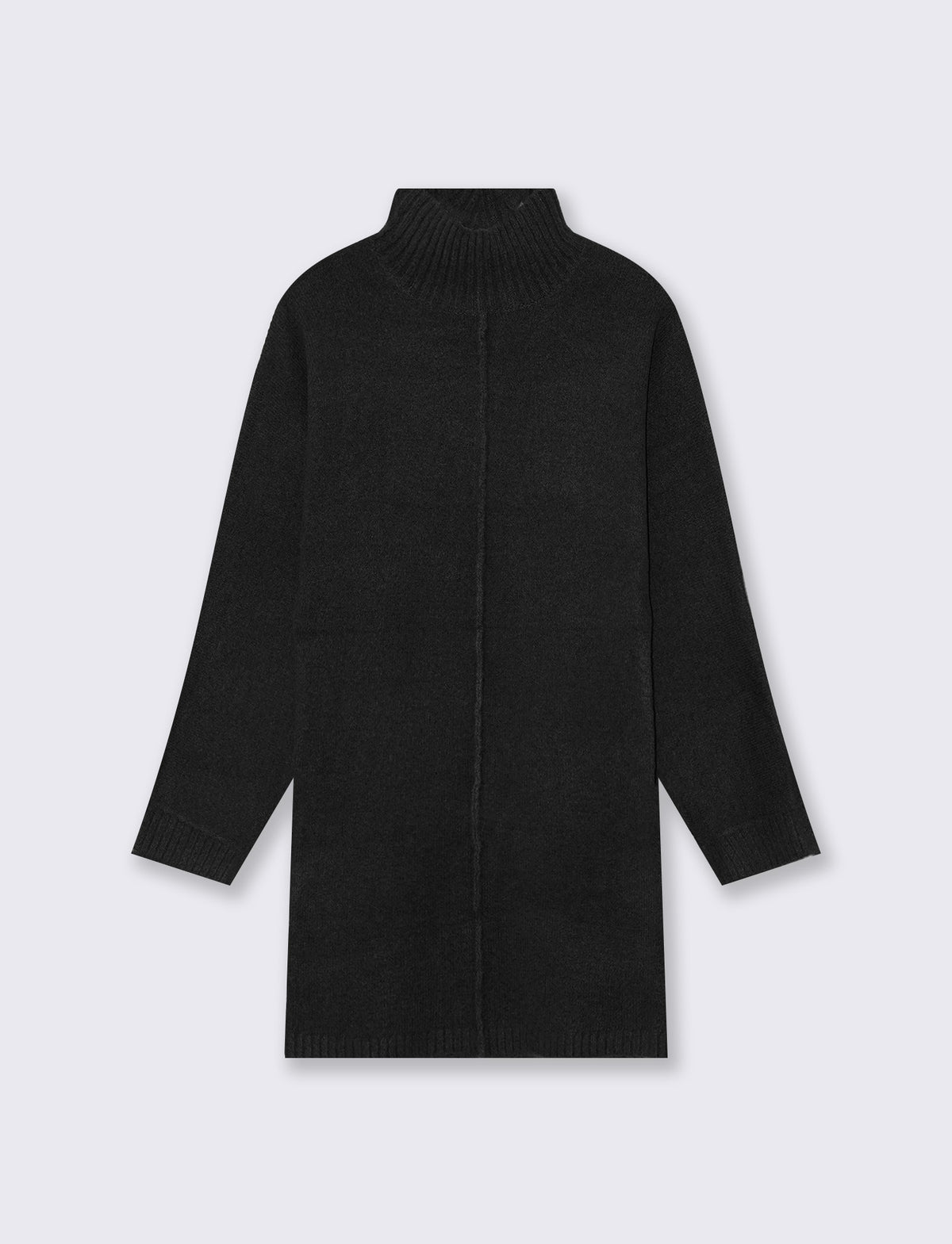 Abito corto in maglia con collo alto - Nero
