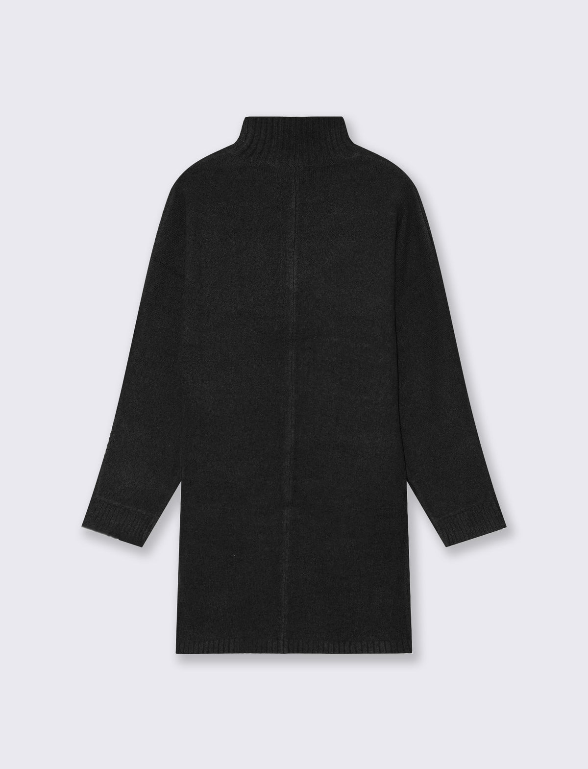 Abito corto in maglia con collo alto - Nero