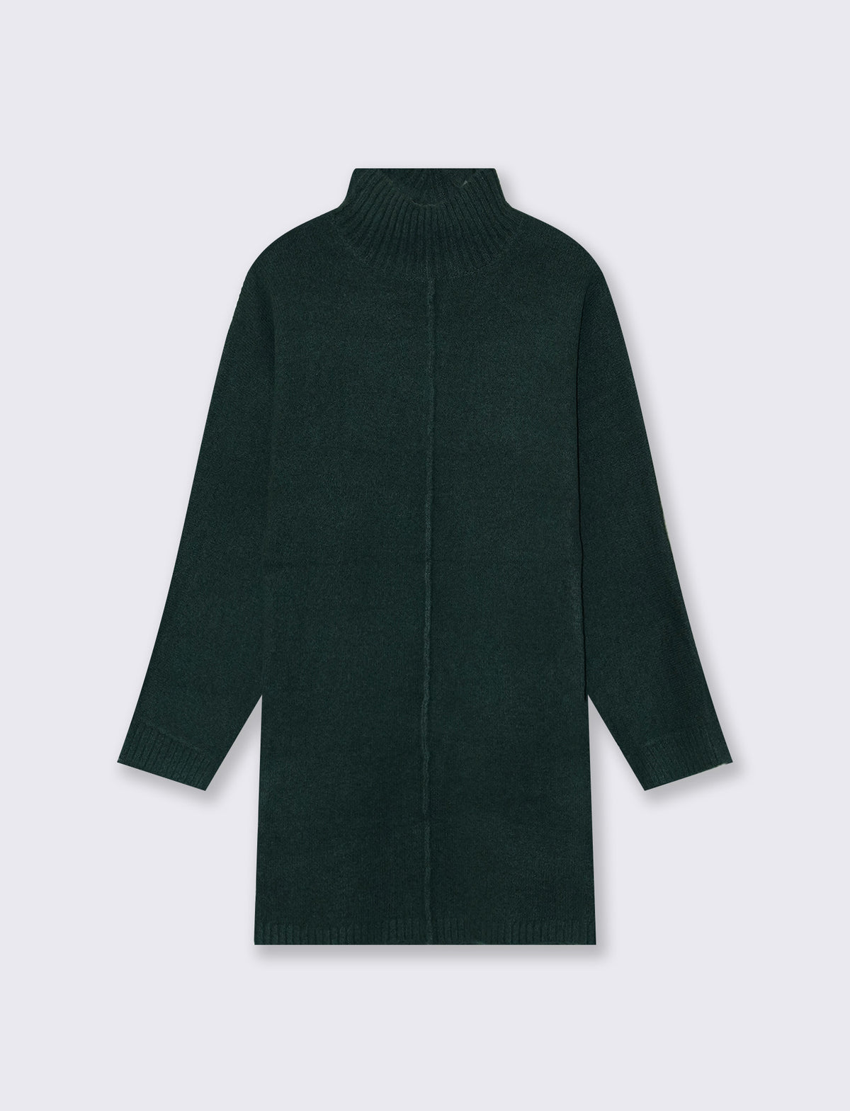 Abito corto in maglia con collo alto - Verde bosco