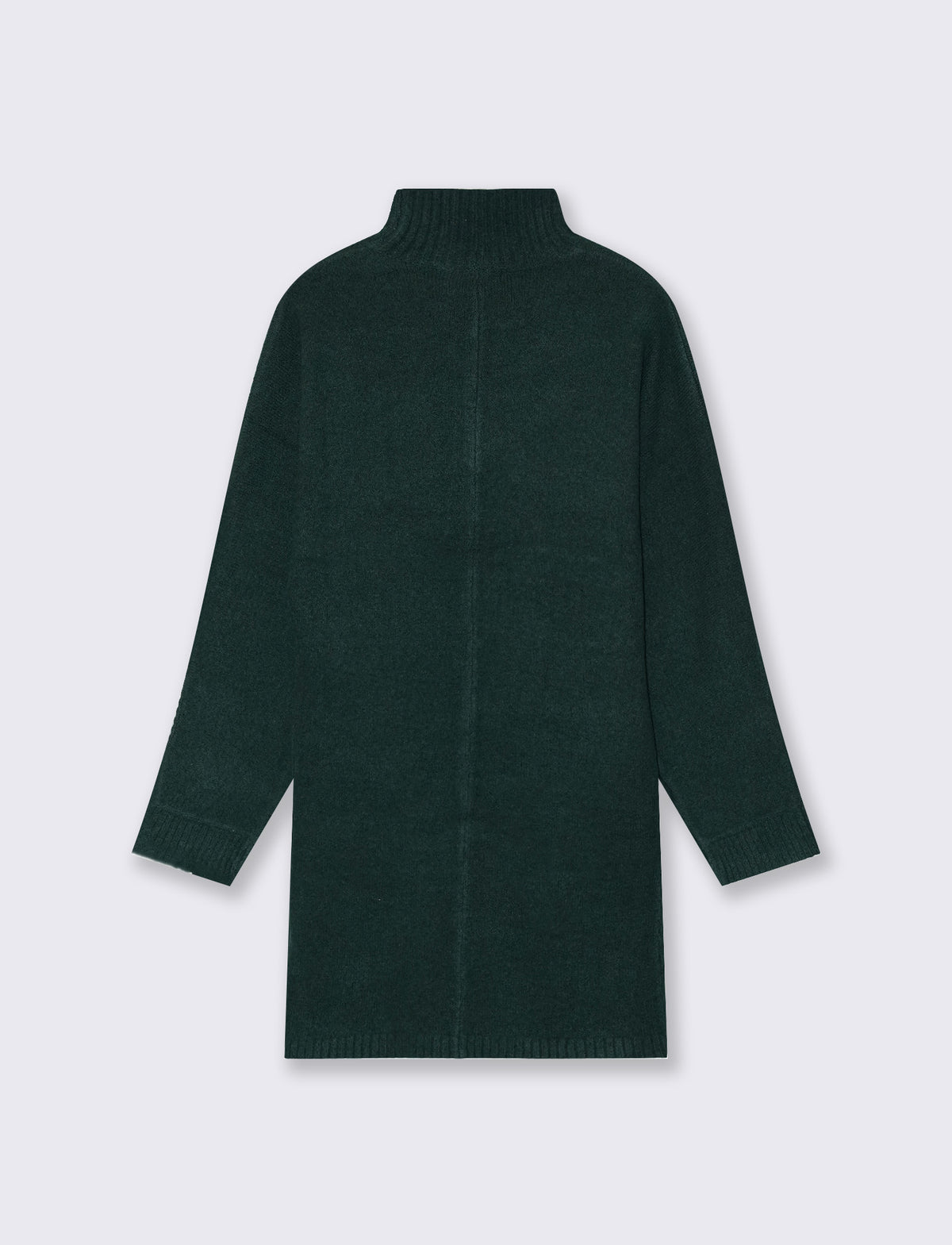 Abito corto in maglia con collo alto - Verde bosco