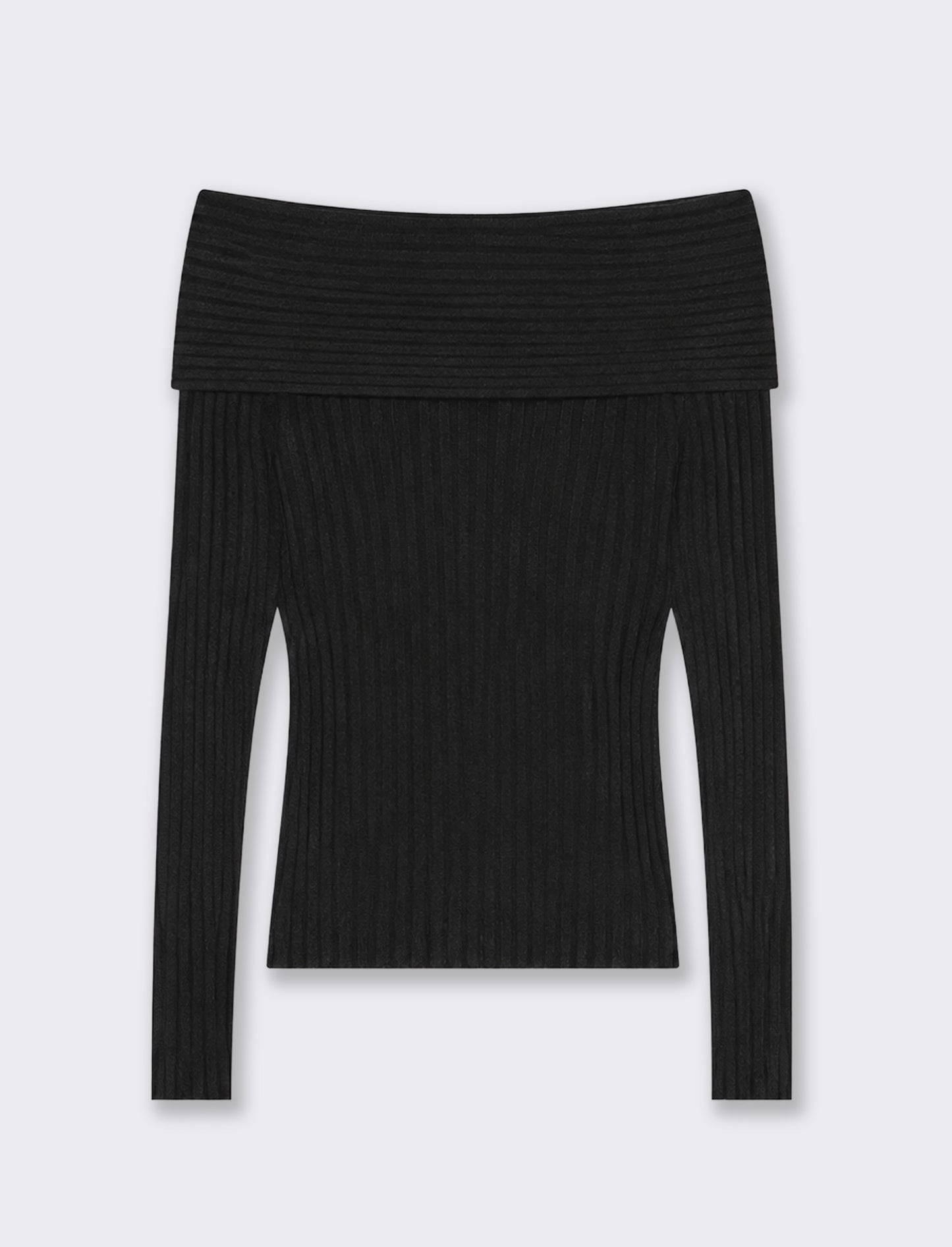 Maglia manica lunga con scollo a barca - Nero