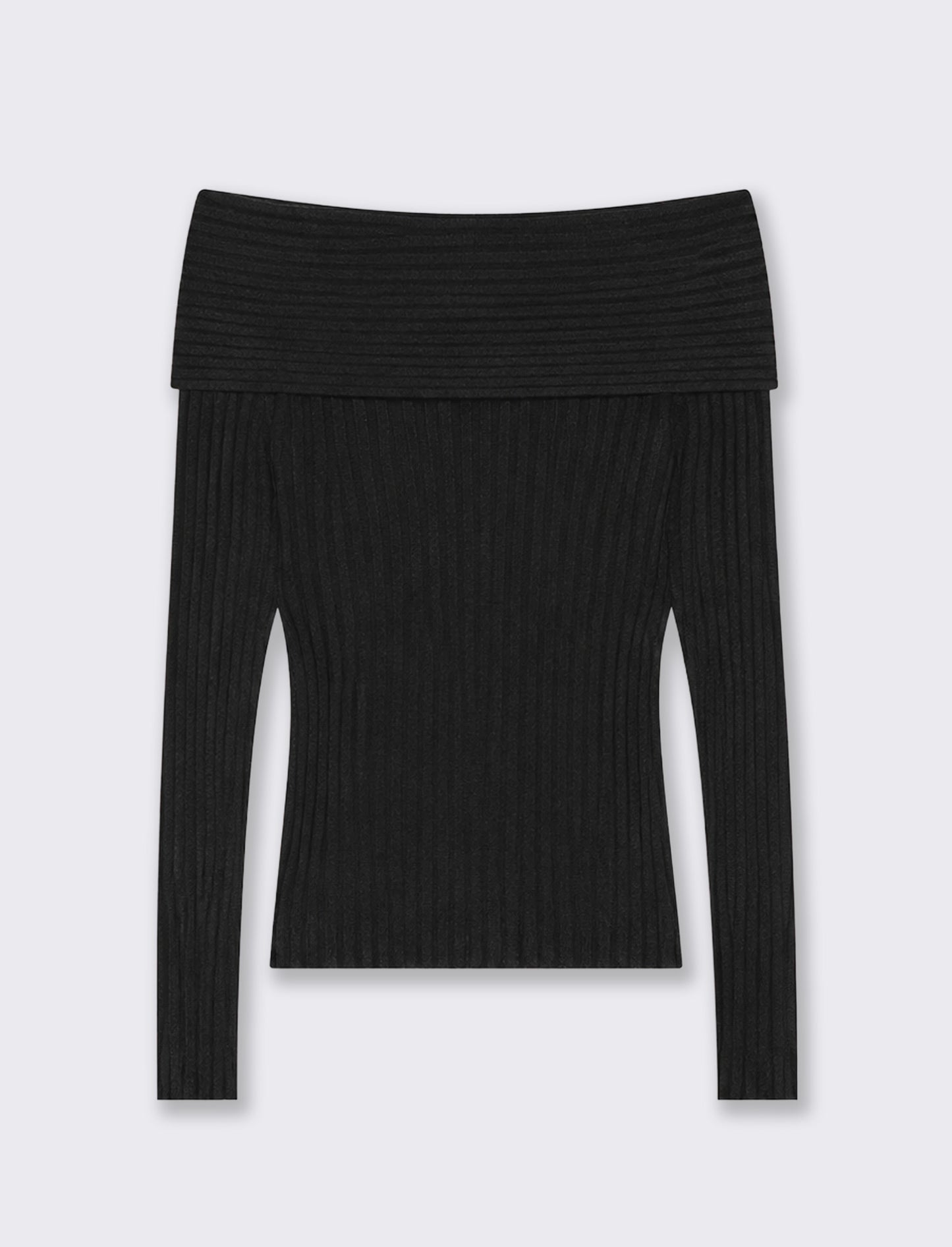 Maglia manica lunga con scollo a barca - Nero