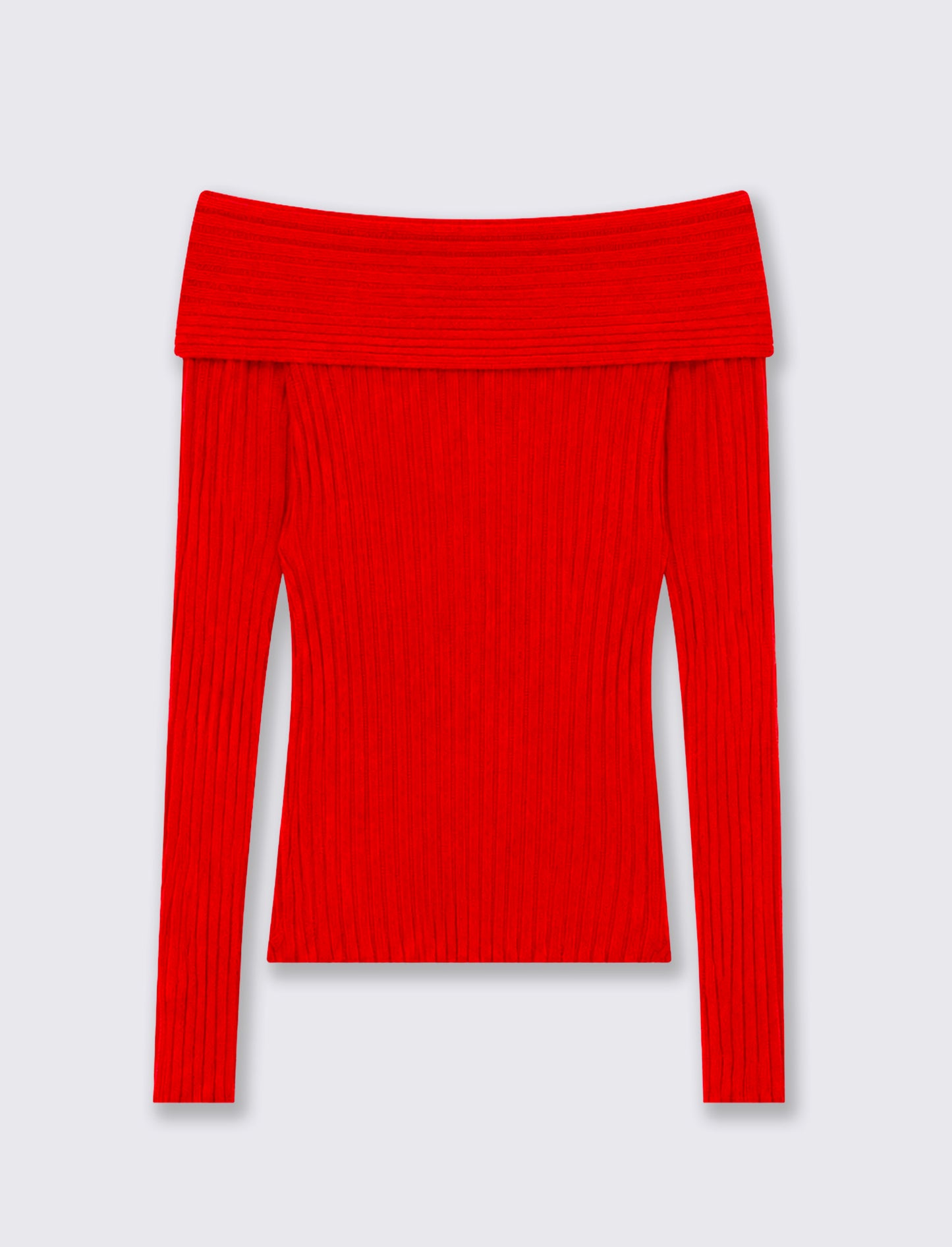 Maglia manica lunga con scollo a barca - Rosso