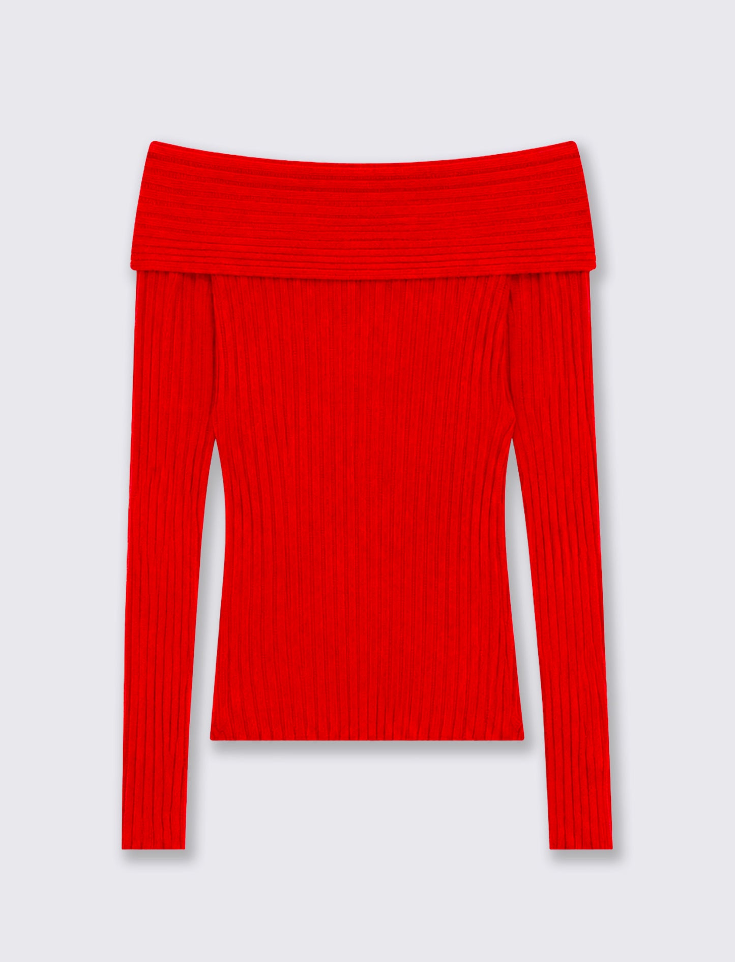 Maglia manica lunga con scollo a barca - Rosso