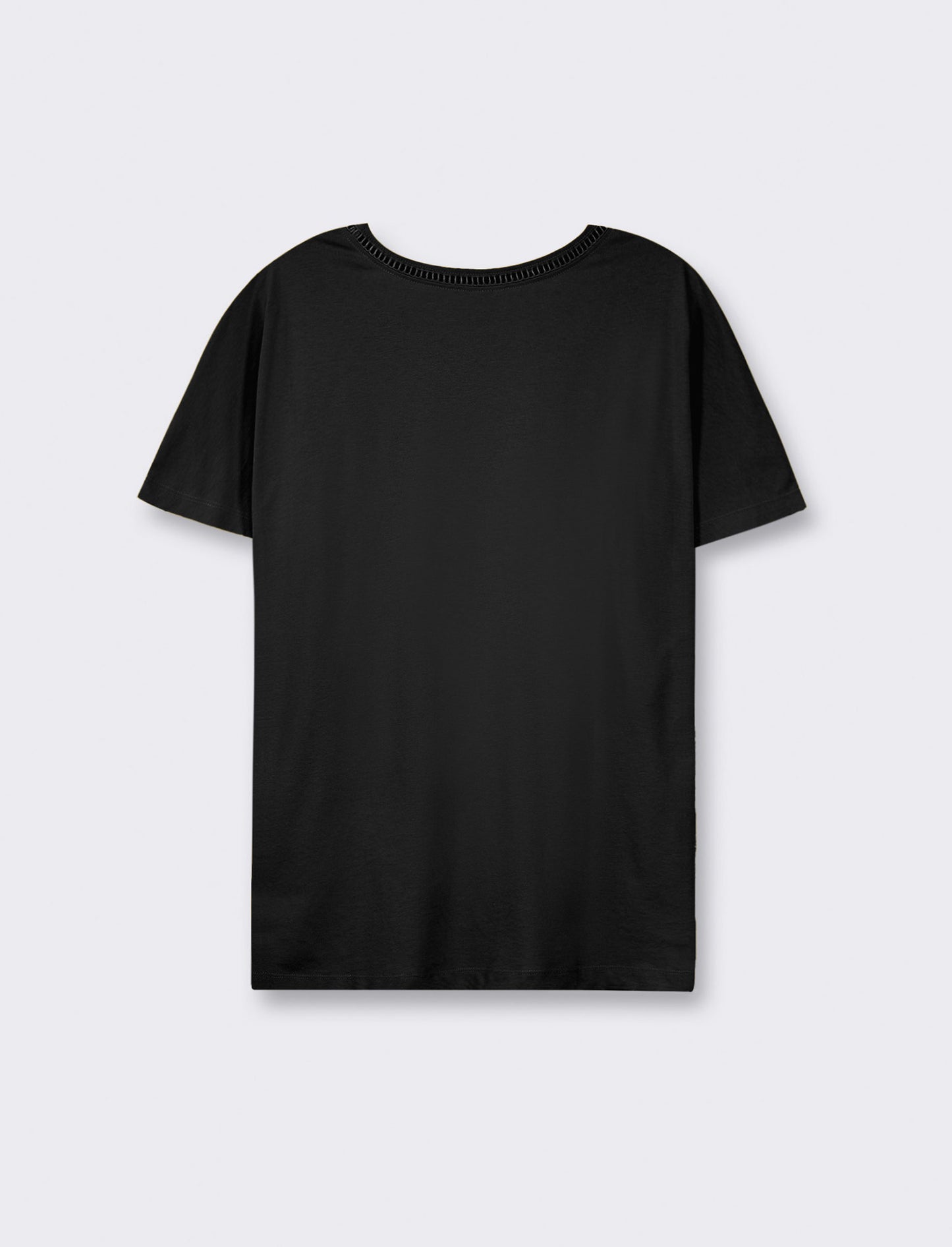 "T-shirt in cotone, manica pipistrello e spacchetti al fondo - Nero