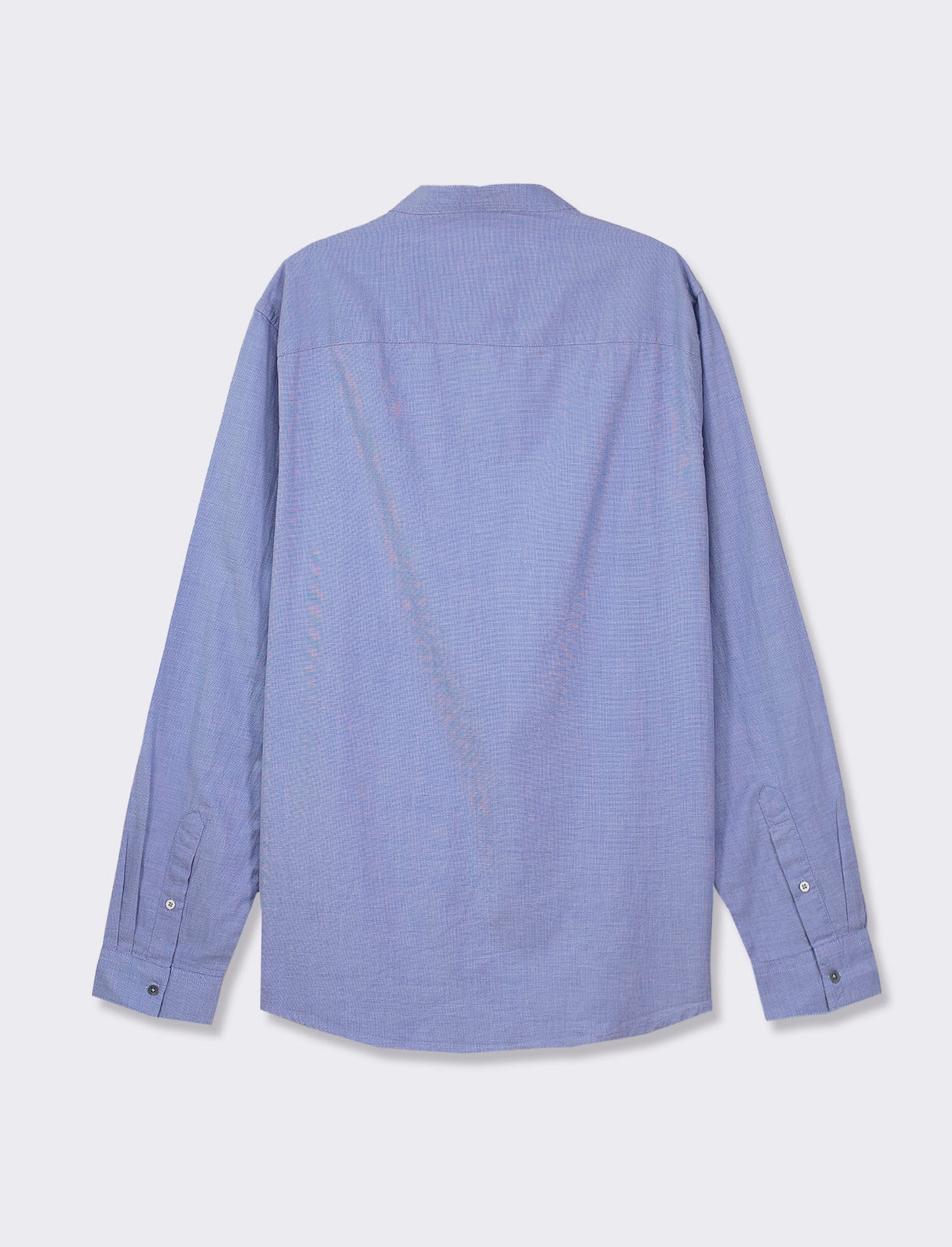 Pure Cotton Dobby Slim Fit Korean Collar Long Sleeve Shirt - Sky blue