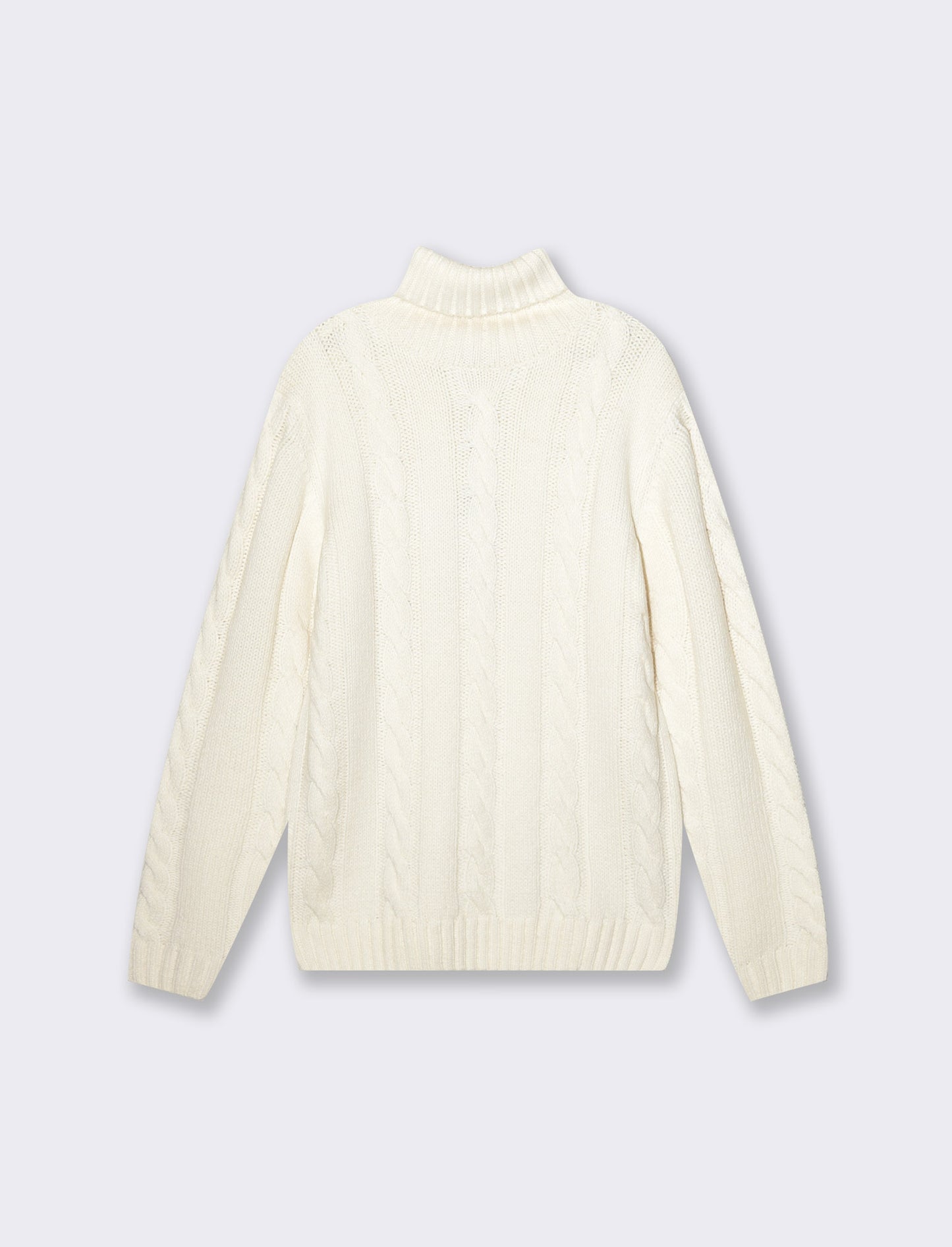 Maglia collo alto lavorazione jacquard a trecce regular fit - Beige ecru