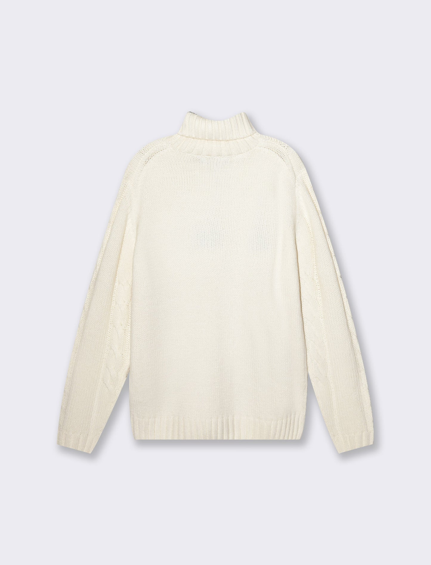 Maglia collo alto lavorazione jacquard a trecce regular fit - Beige ecru