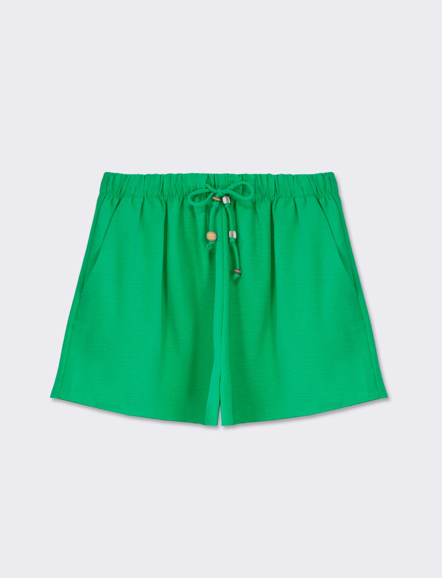 Pantaloncino in tessuto fluido e coulisse con charms - Verde mela