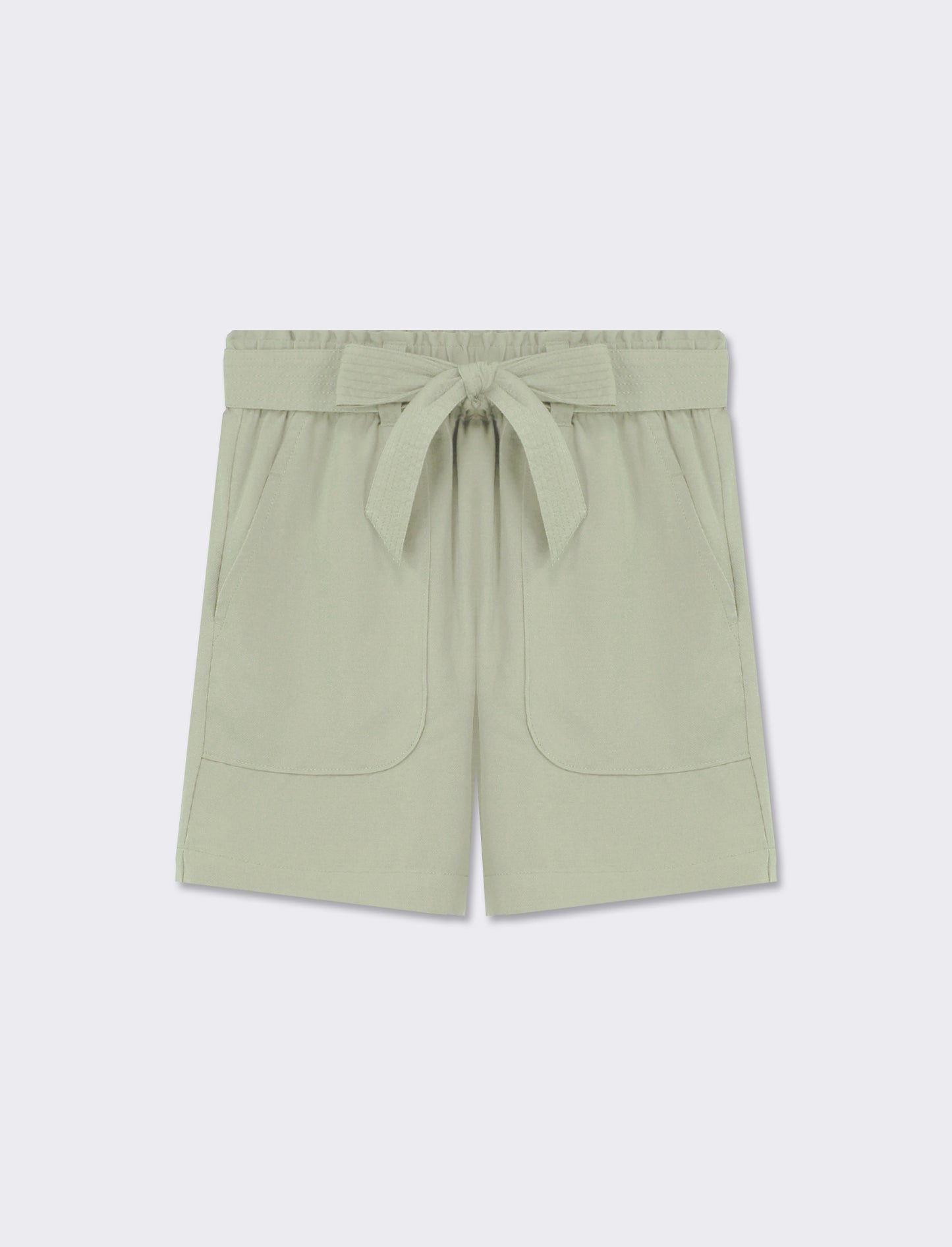 Pantaloncino ampio con cintura. Vita alta con elastico on vita e tasche davanti - Verde salvia