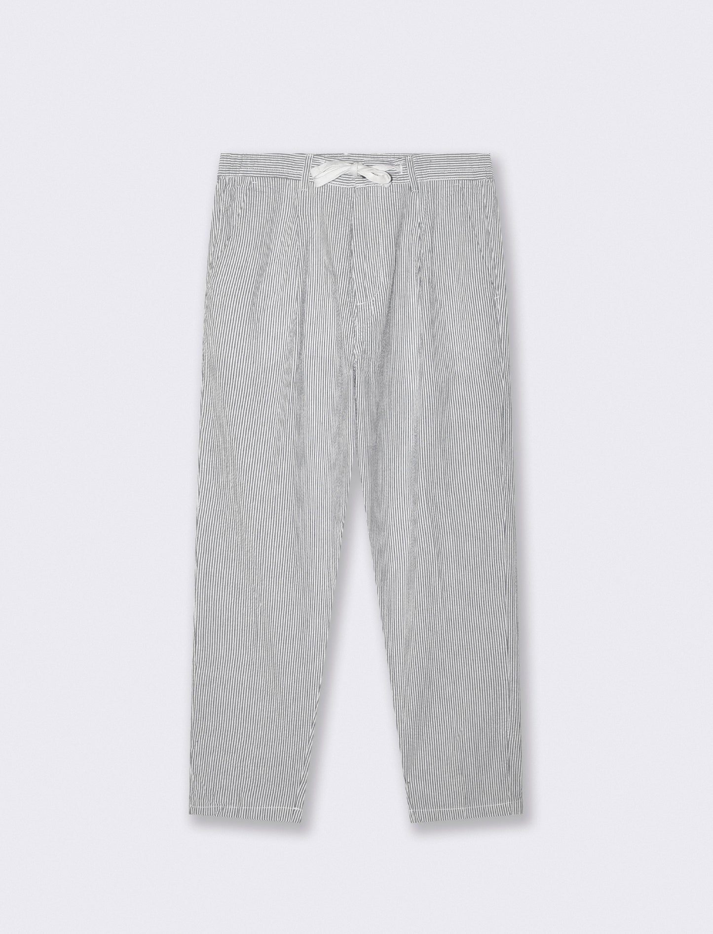 PANTALONI CHINO JOGGER SEER SUCKER A RIGHE - Blu