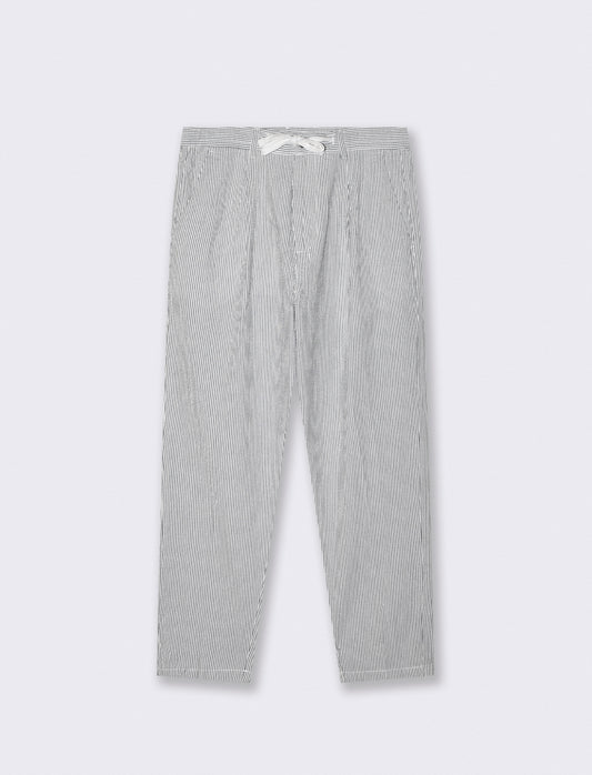 Pantaloni Chino Jogger a Righe Seer Sucker - Blu