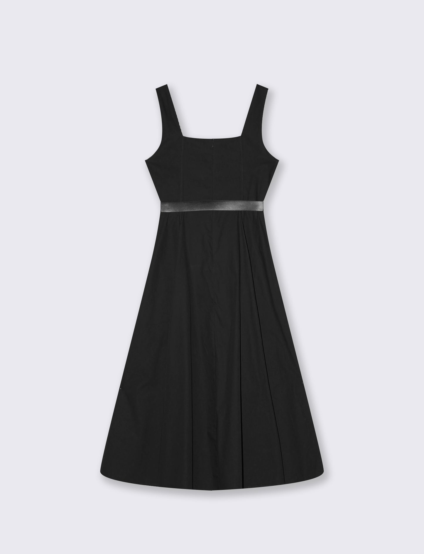 Midi Dress with Waist Belt - Black