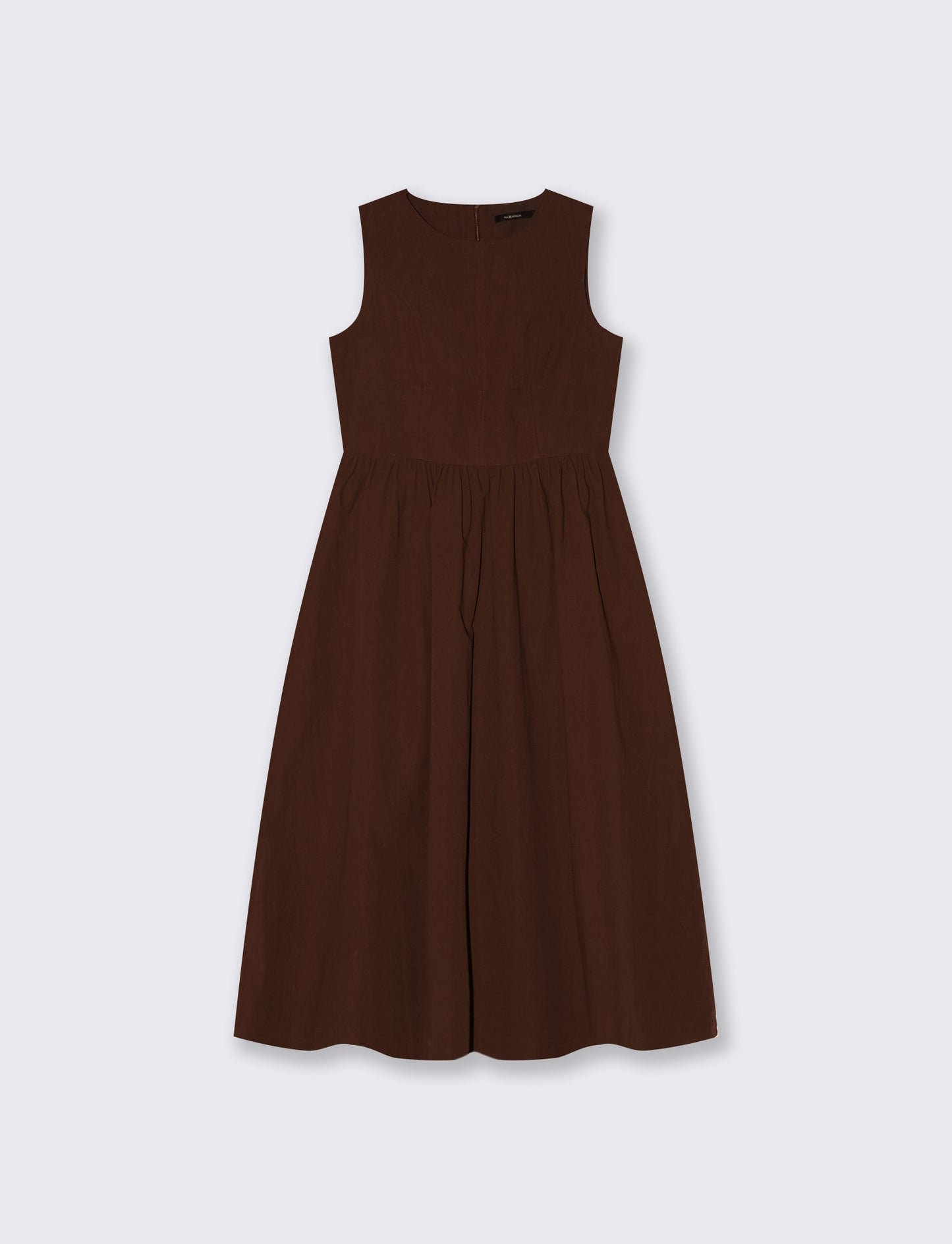 Vestito lungo smanicato con gonna ampia - Marrone cioccolato