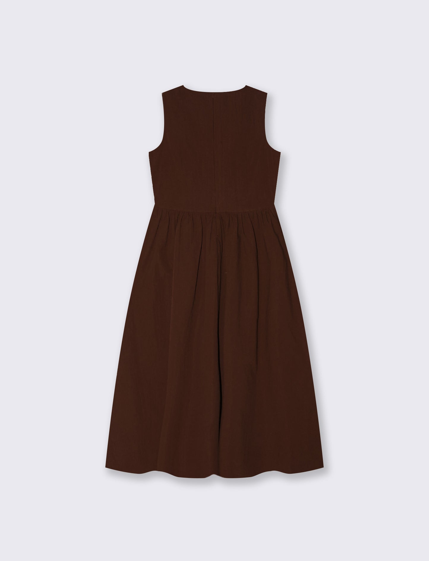 Vestito lungo smanicato con gonna ampia - Marrone cioccolato