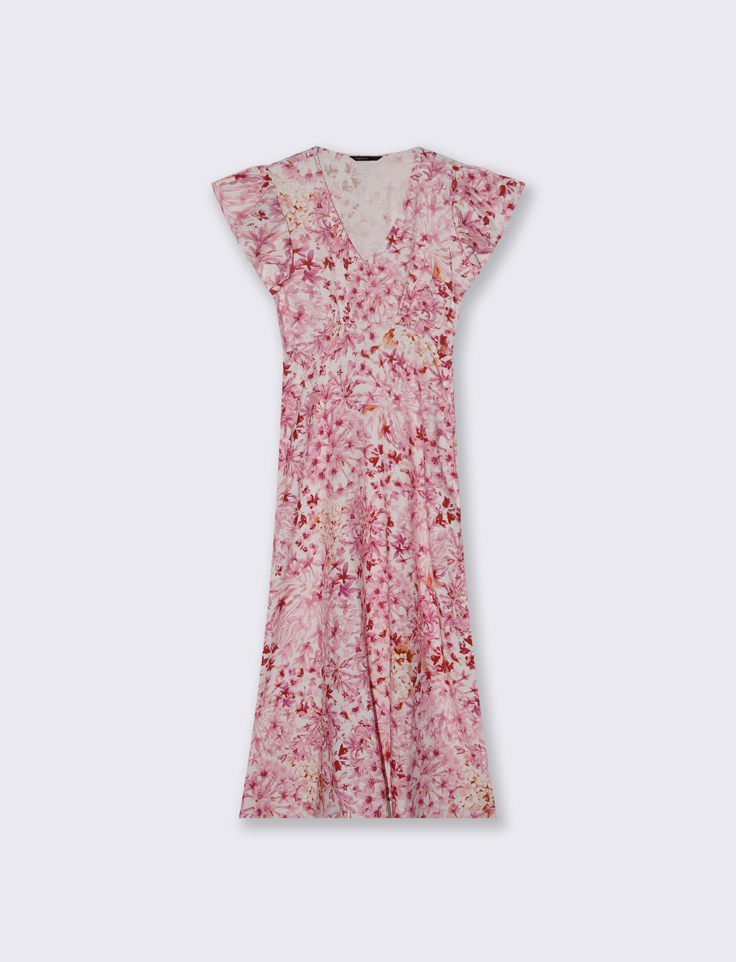 Vestito lungo con scollo a V e volant - var 1