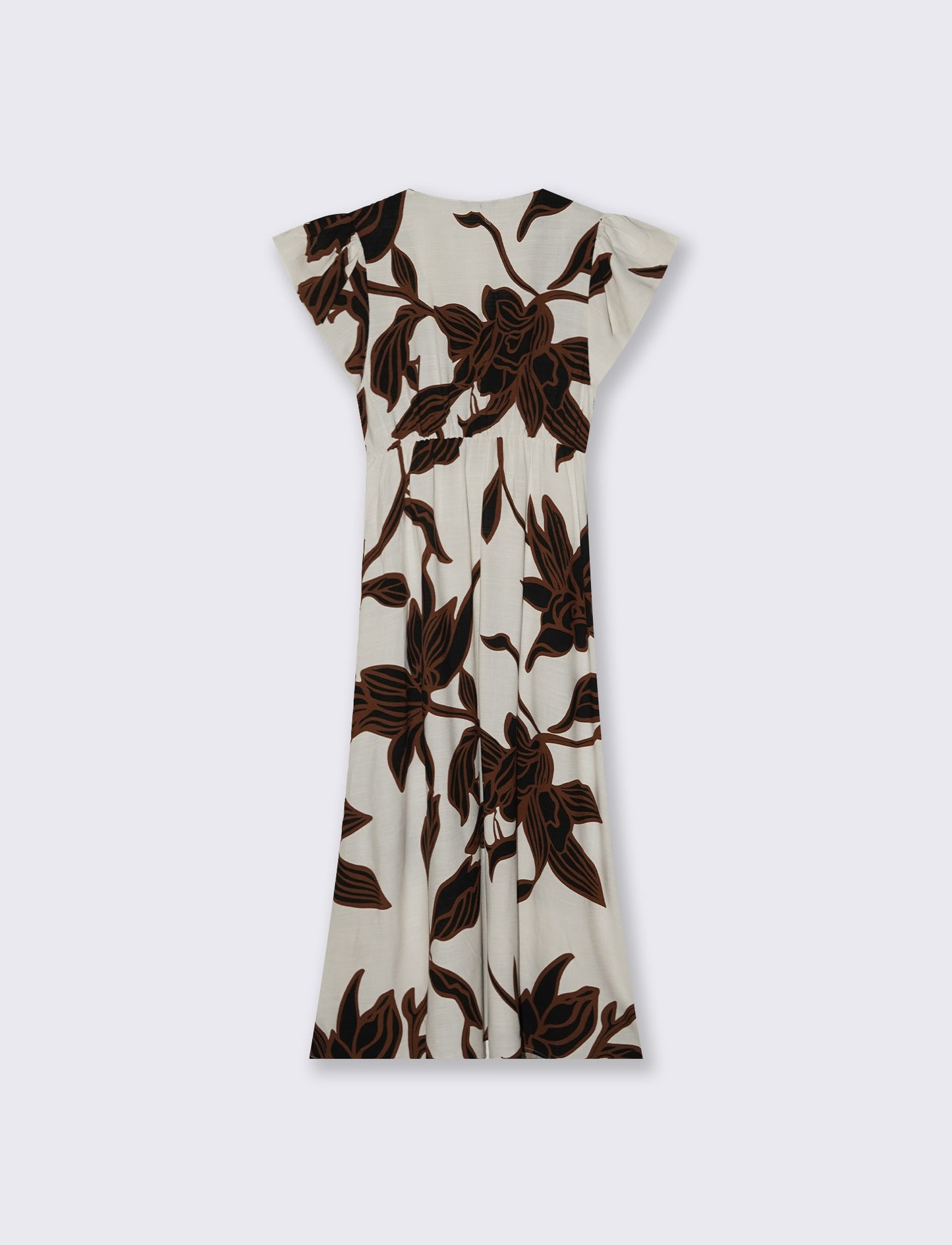 Vestito lungo con scollo a V e volant - var 2