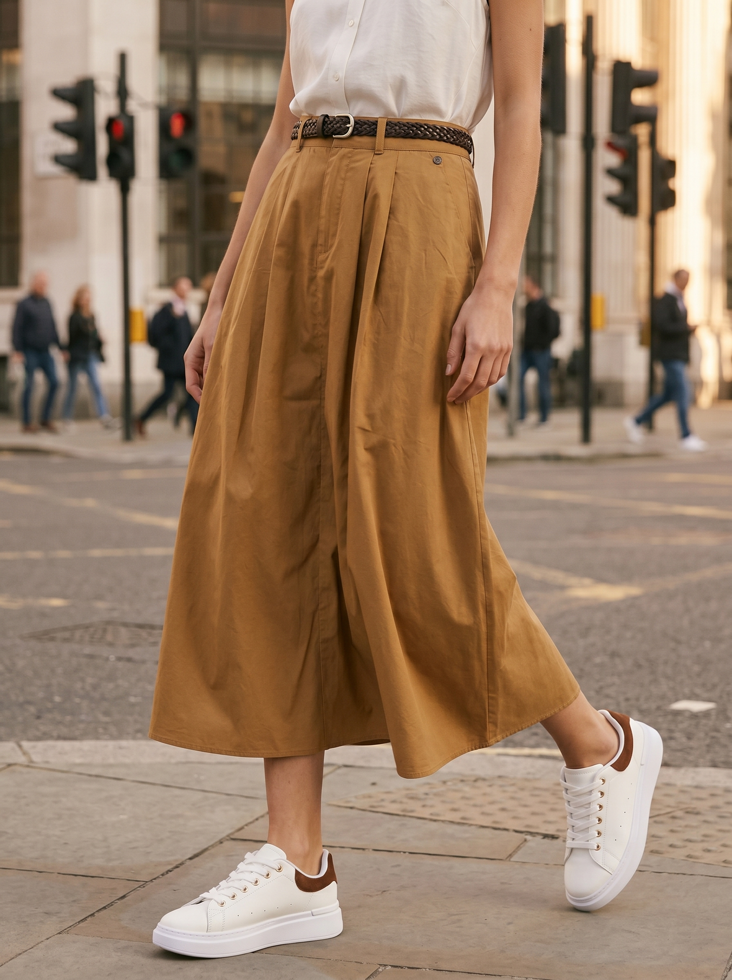 Gonna lunga con elastico sul retro - Mostarda
