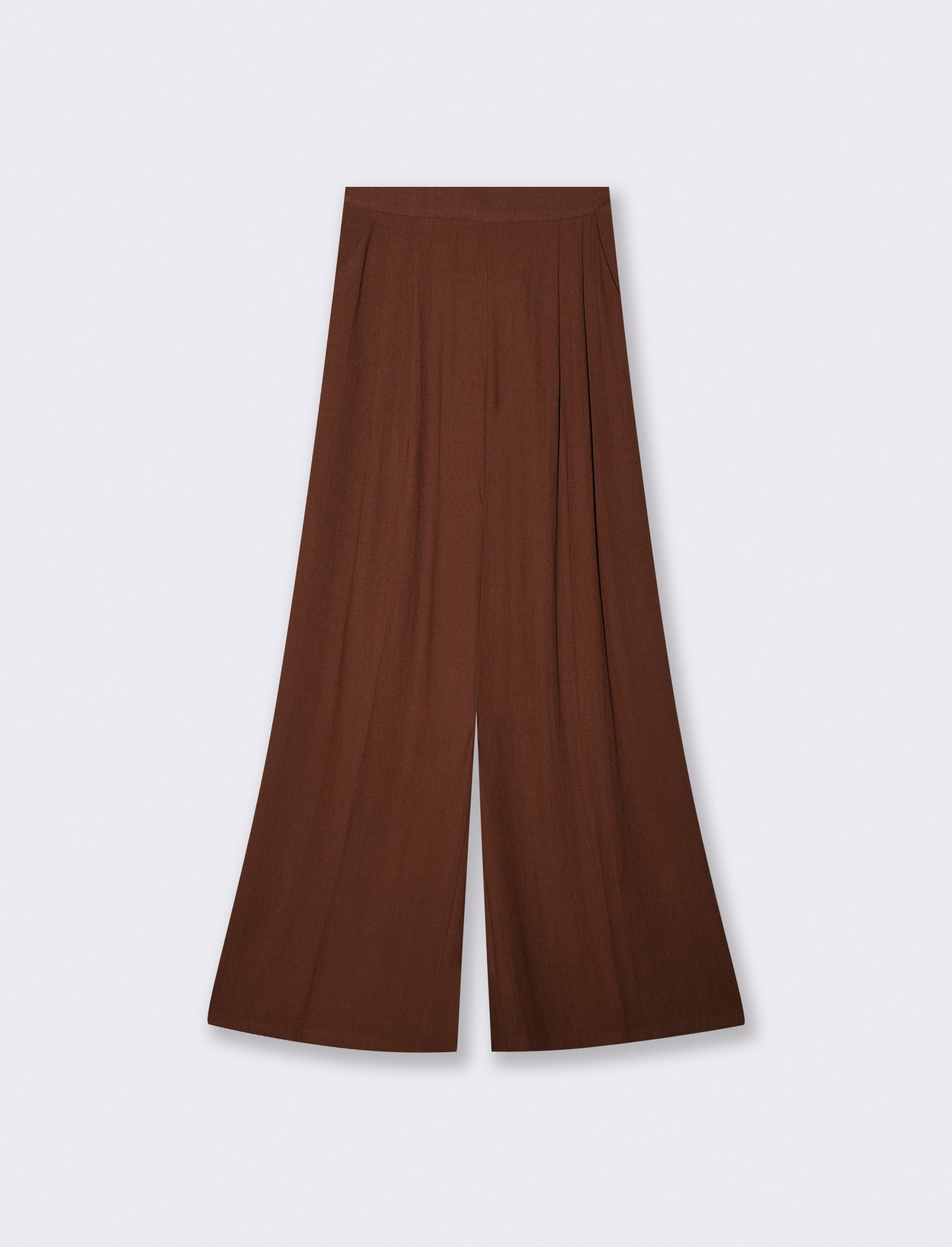 High-waisted pants with wide elastic - Brown