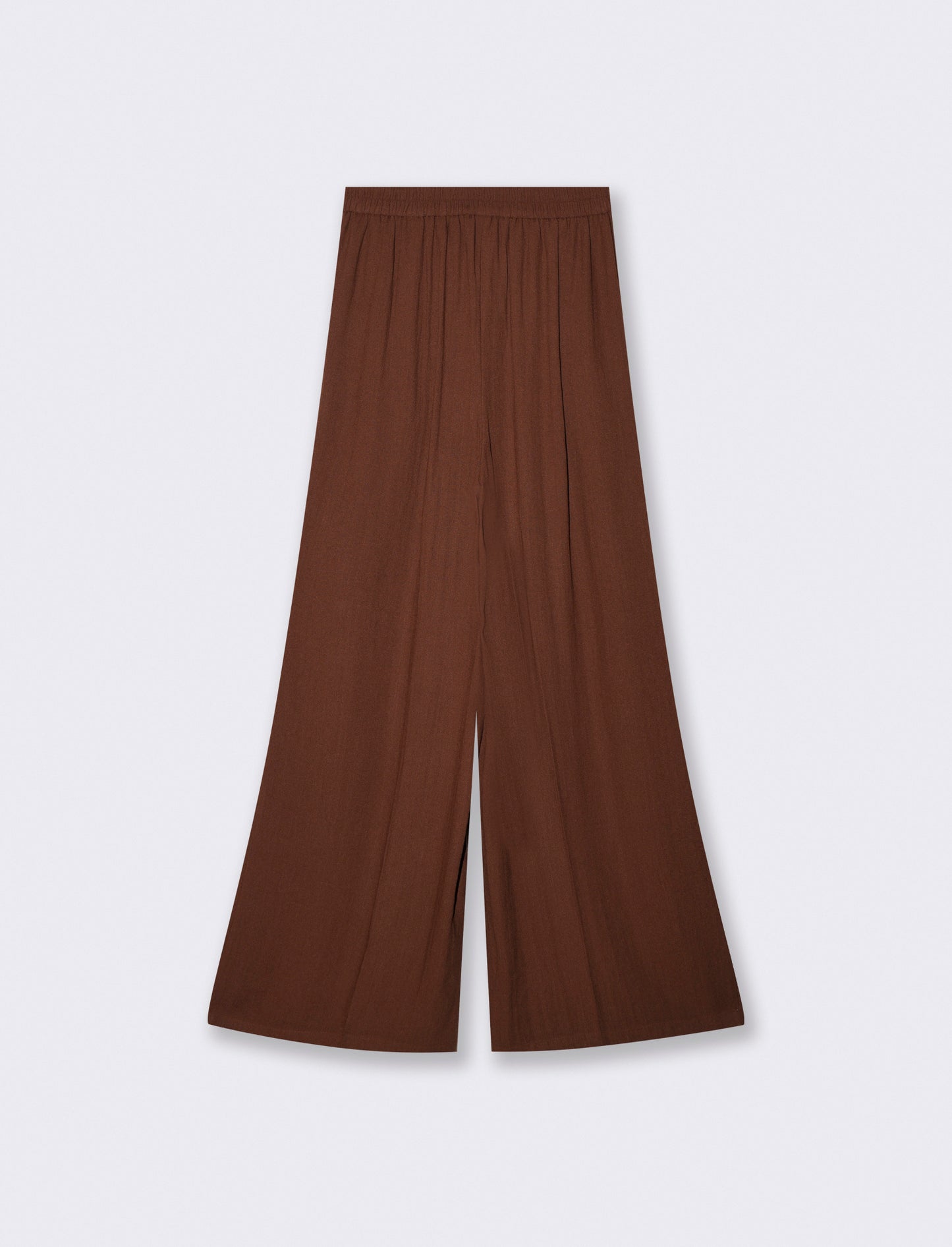 High-waisted pants with wide elastic - Brown