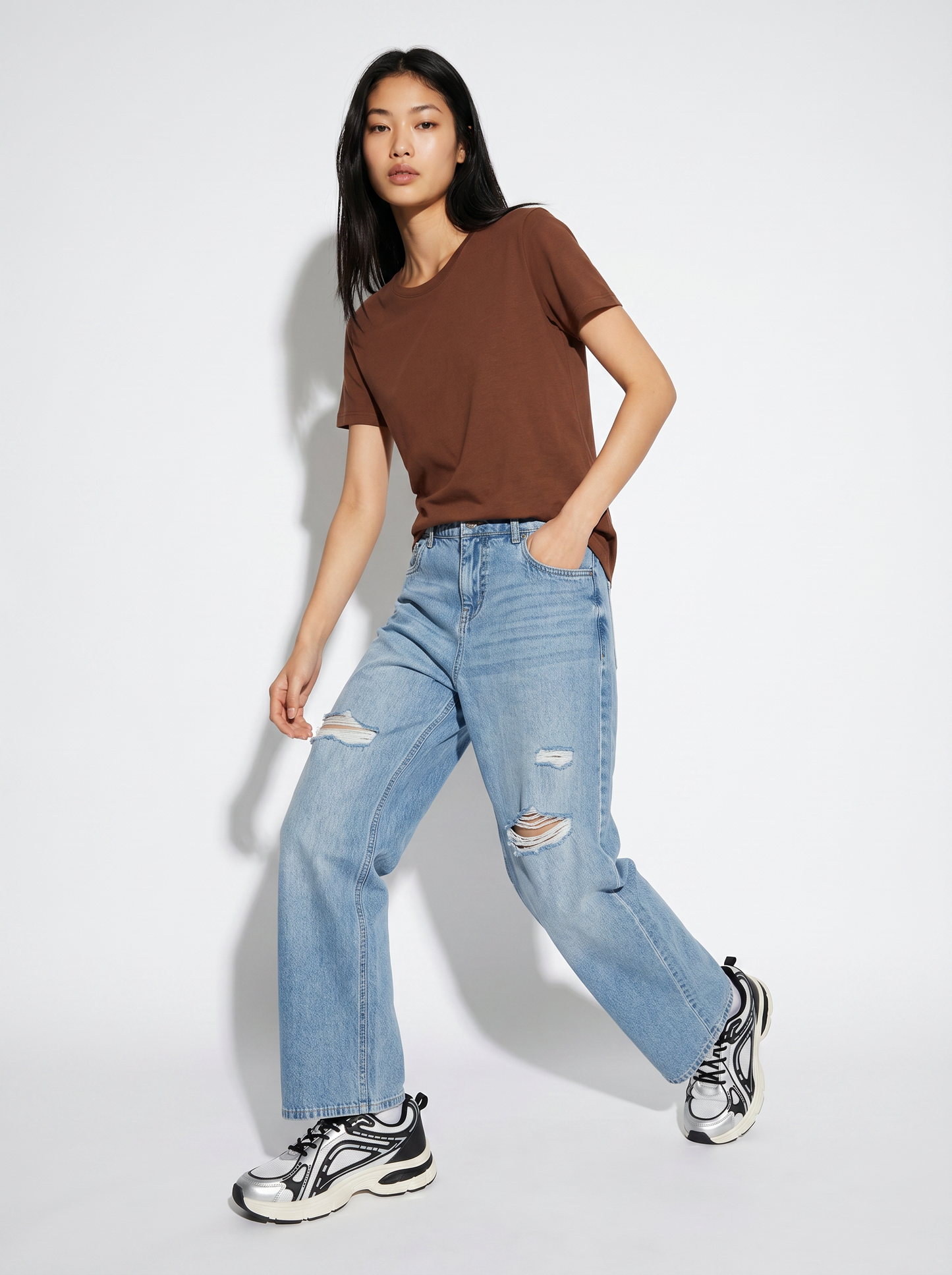 T-Shirt Basic in Cotone - Marrone cioccolato