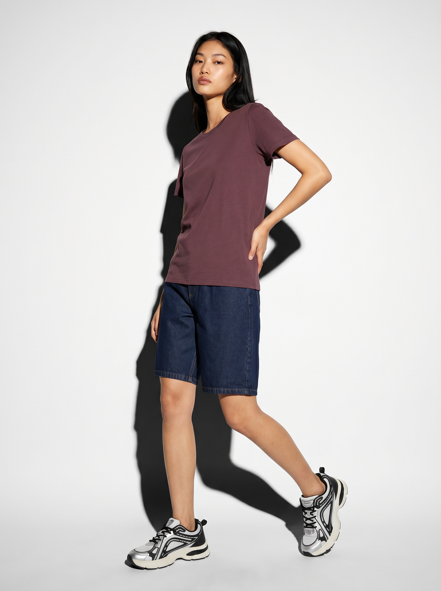 T-Shirt Basic in Cotone - Rosso amarena