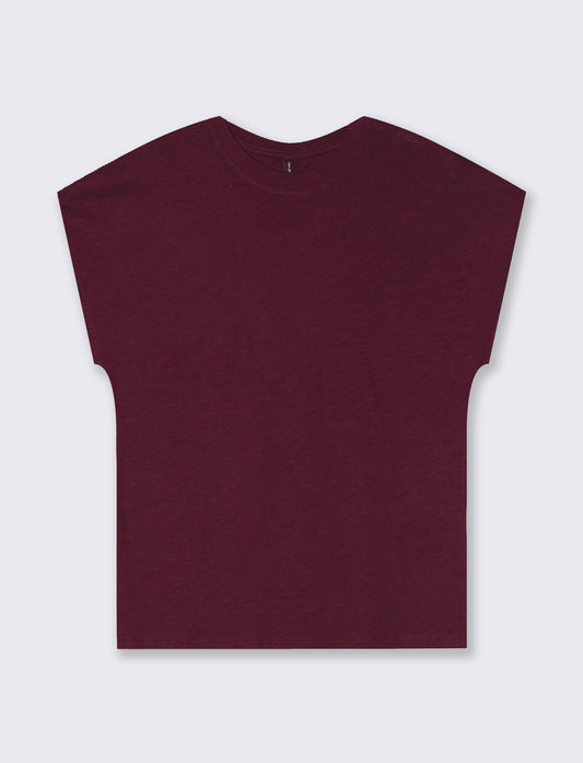 T-Shirt Manica T e Collo Tondo - Viola prugna