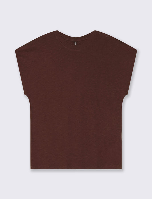 T-Shirt Manica T e Collo Tondo - Marrone cioccolato