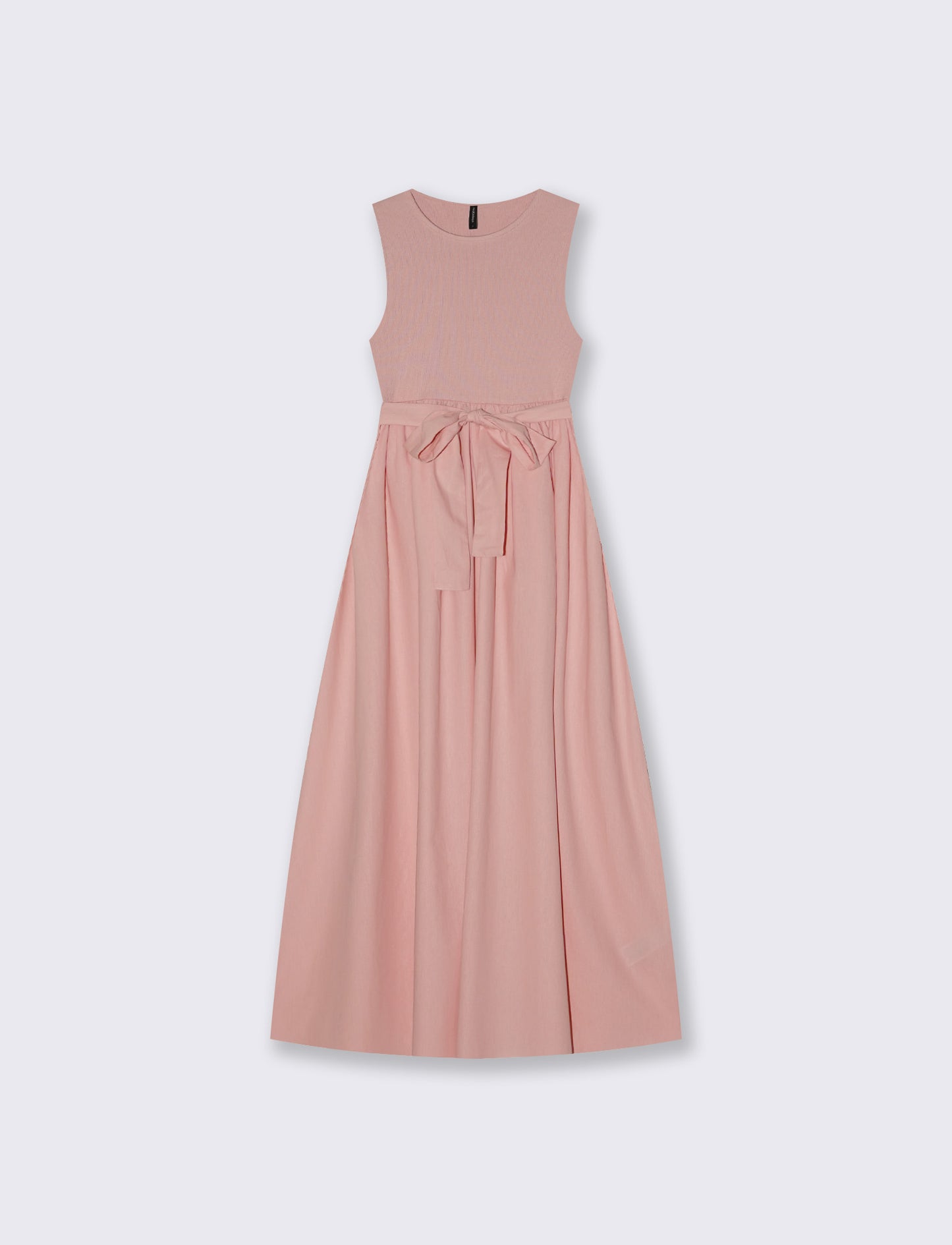 Abito smanicato lungo con scollo rotondo - Rosa polvere