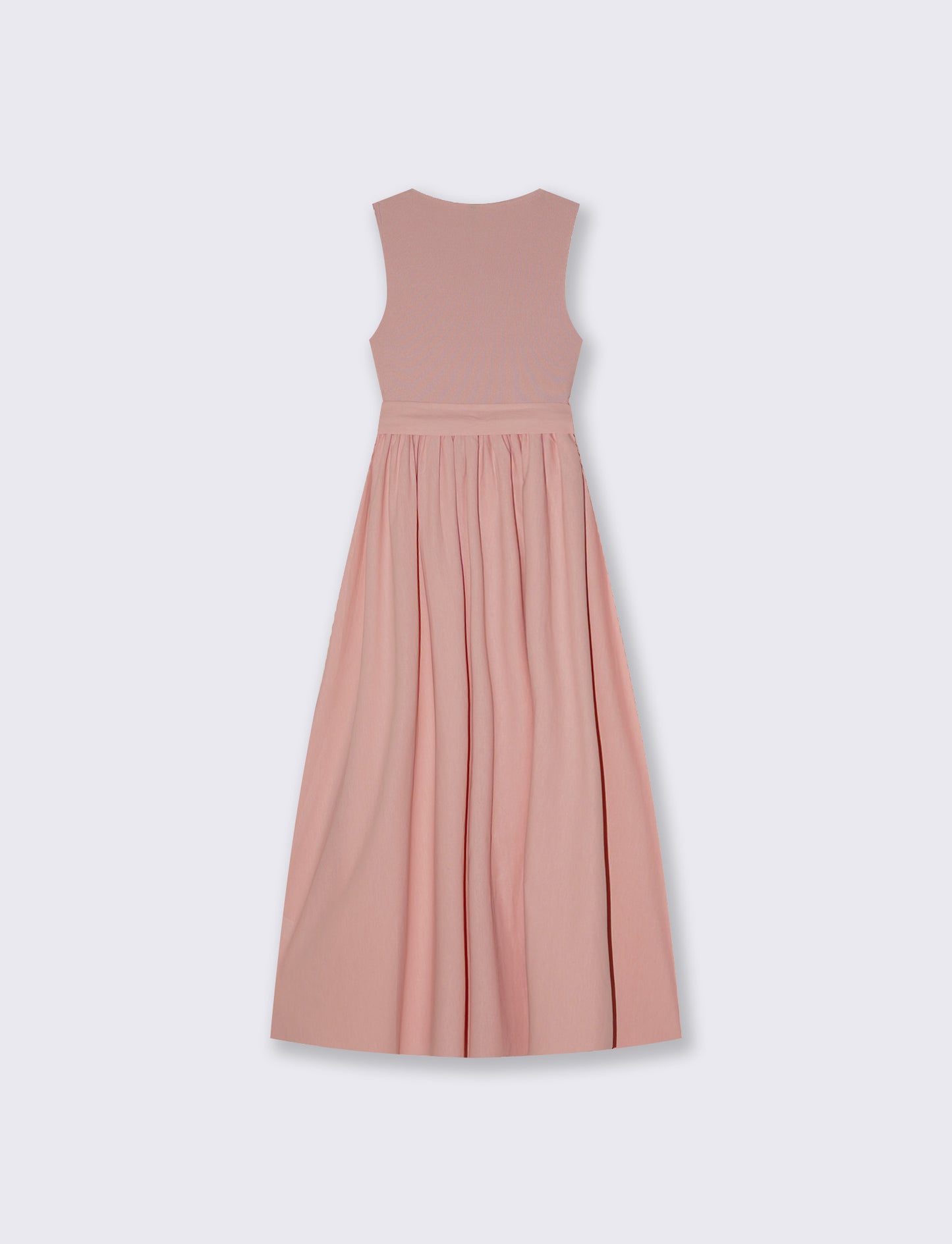 Abito smanicato lungo con scollo rotondo - Rosa polvere